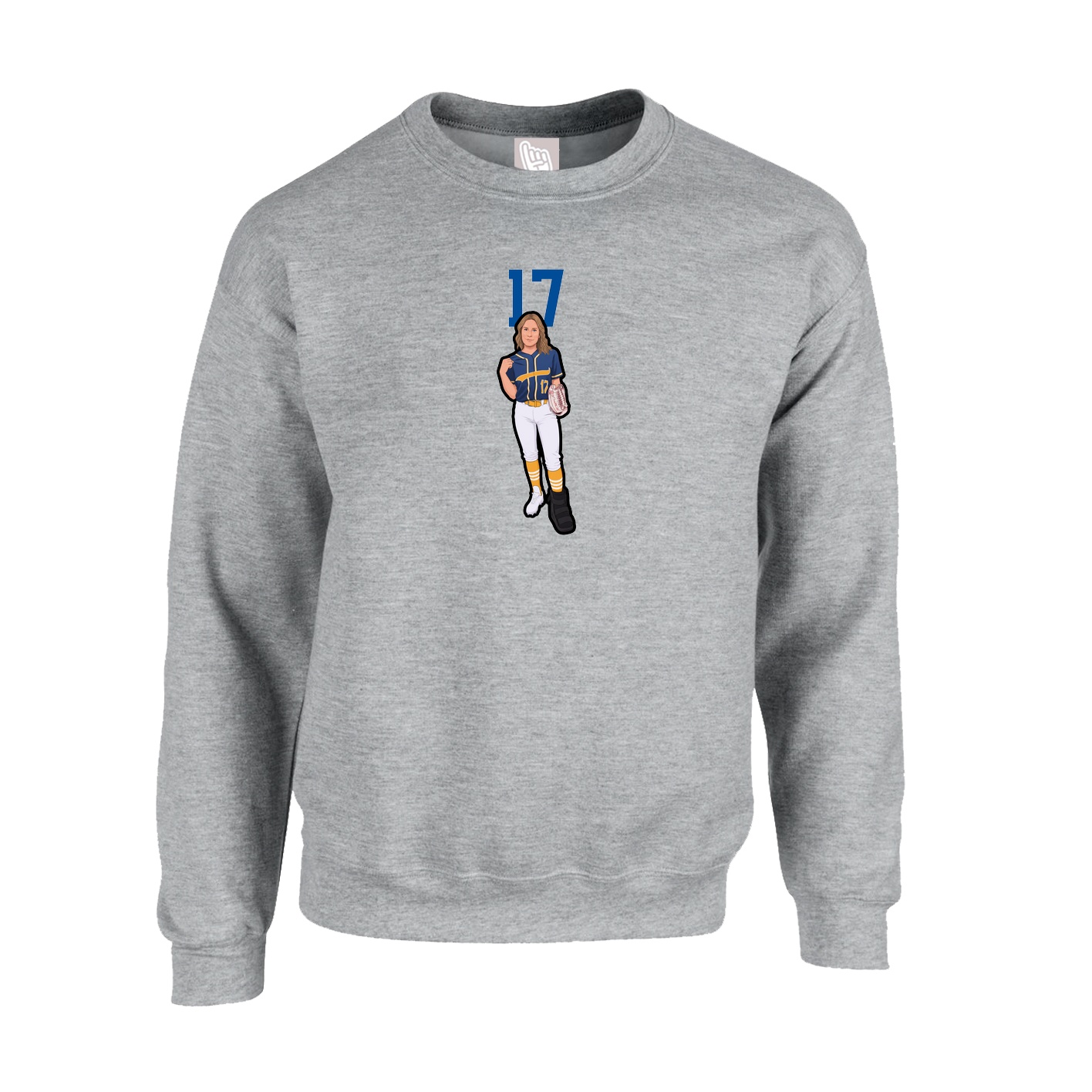Fleece Crew — Number Top in Grey