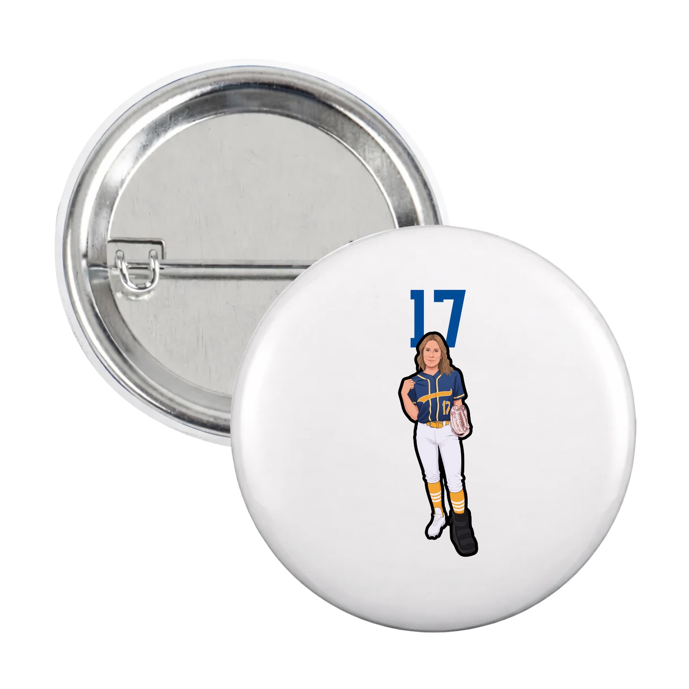 Game Day Button — Number Top in White