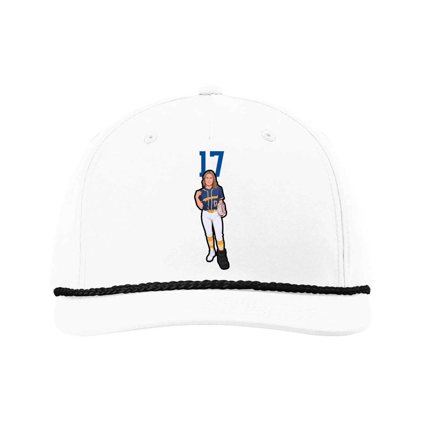 Five-Panel Classic Rope Cap — Number Top in White