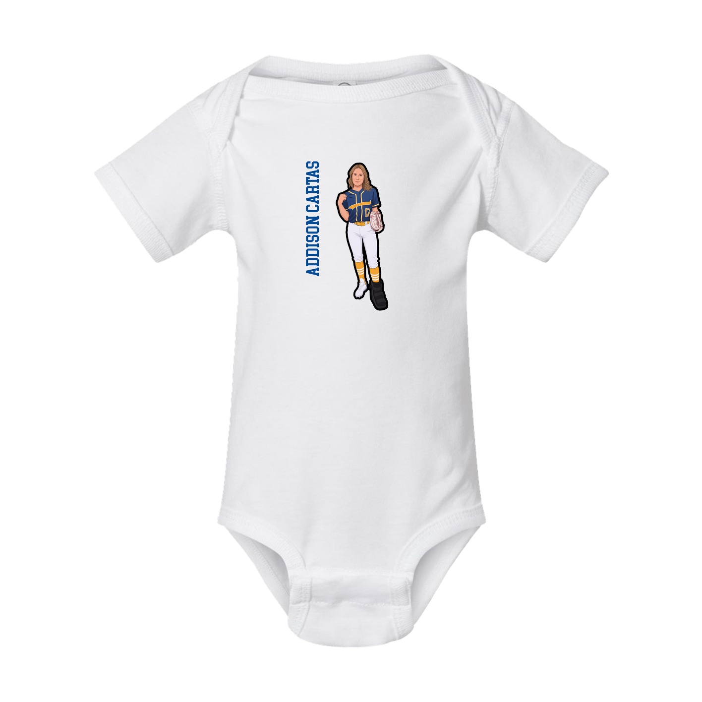 Baby Onesie — Name Vertical in White
