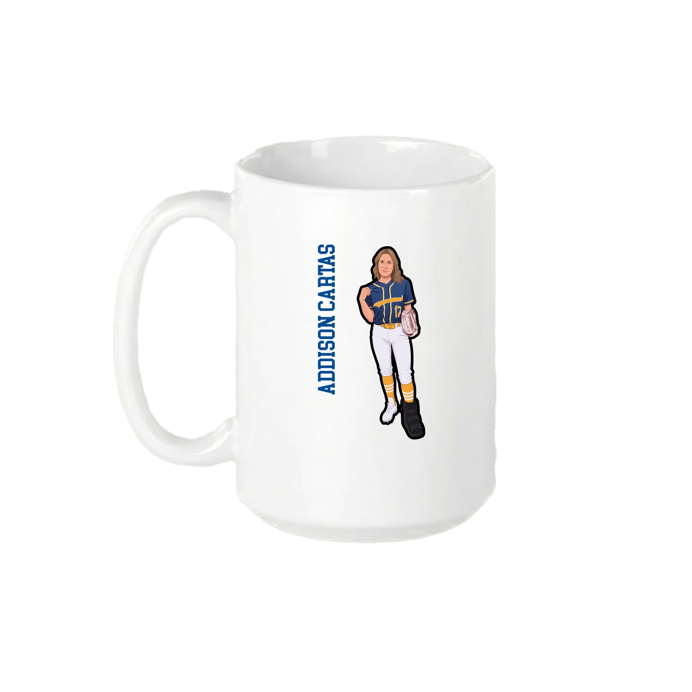 15oz Coffee Mug — Name Vertical in White