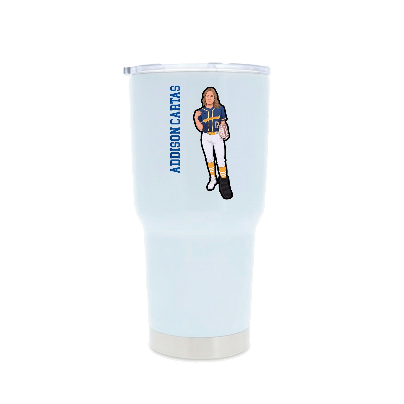 30oz Stainless Steel Tumbler — Name Vertical in White