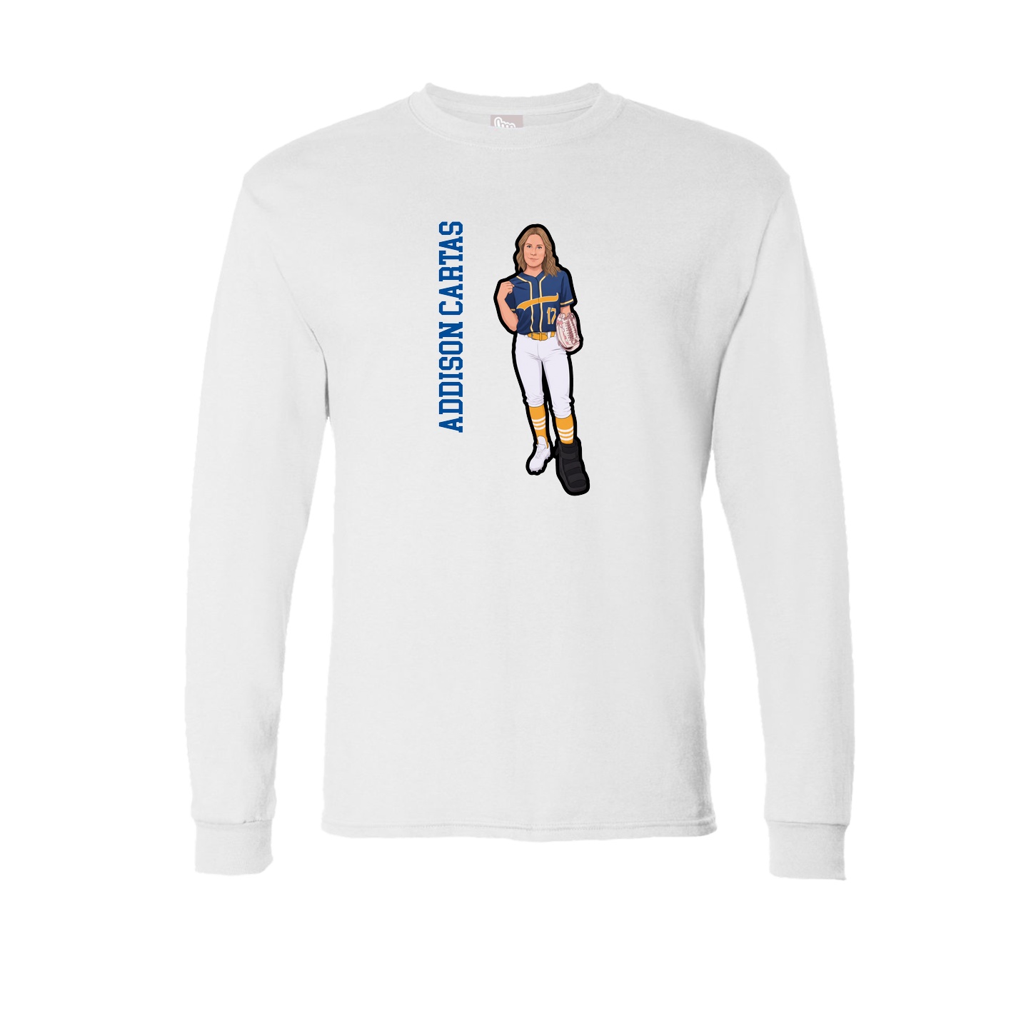 Long Sleeve Tee — Name Vertical in White