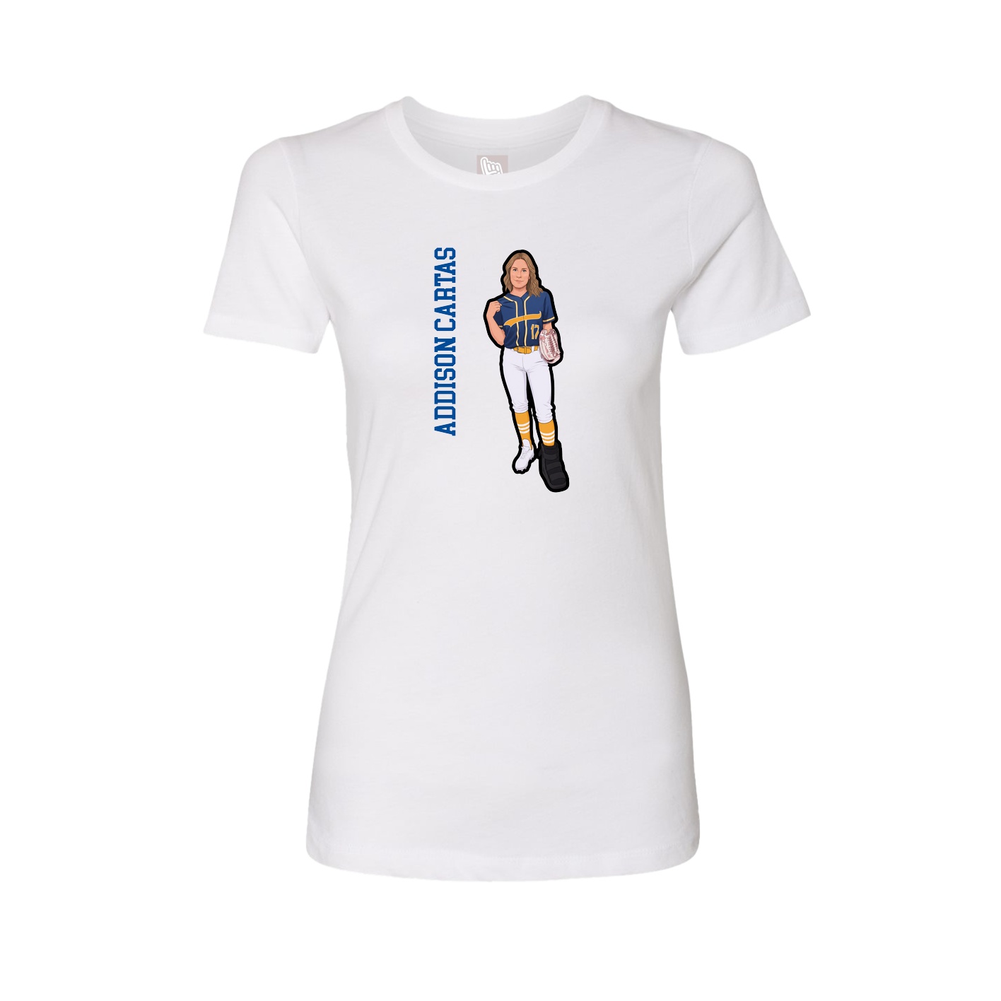 Fitted Women's Tee — Name Vertical in White
