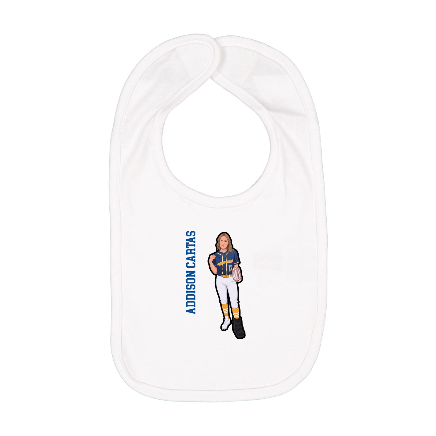Infant Bib — Name Vertical in White