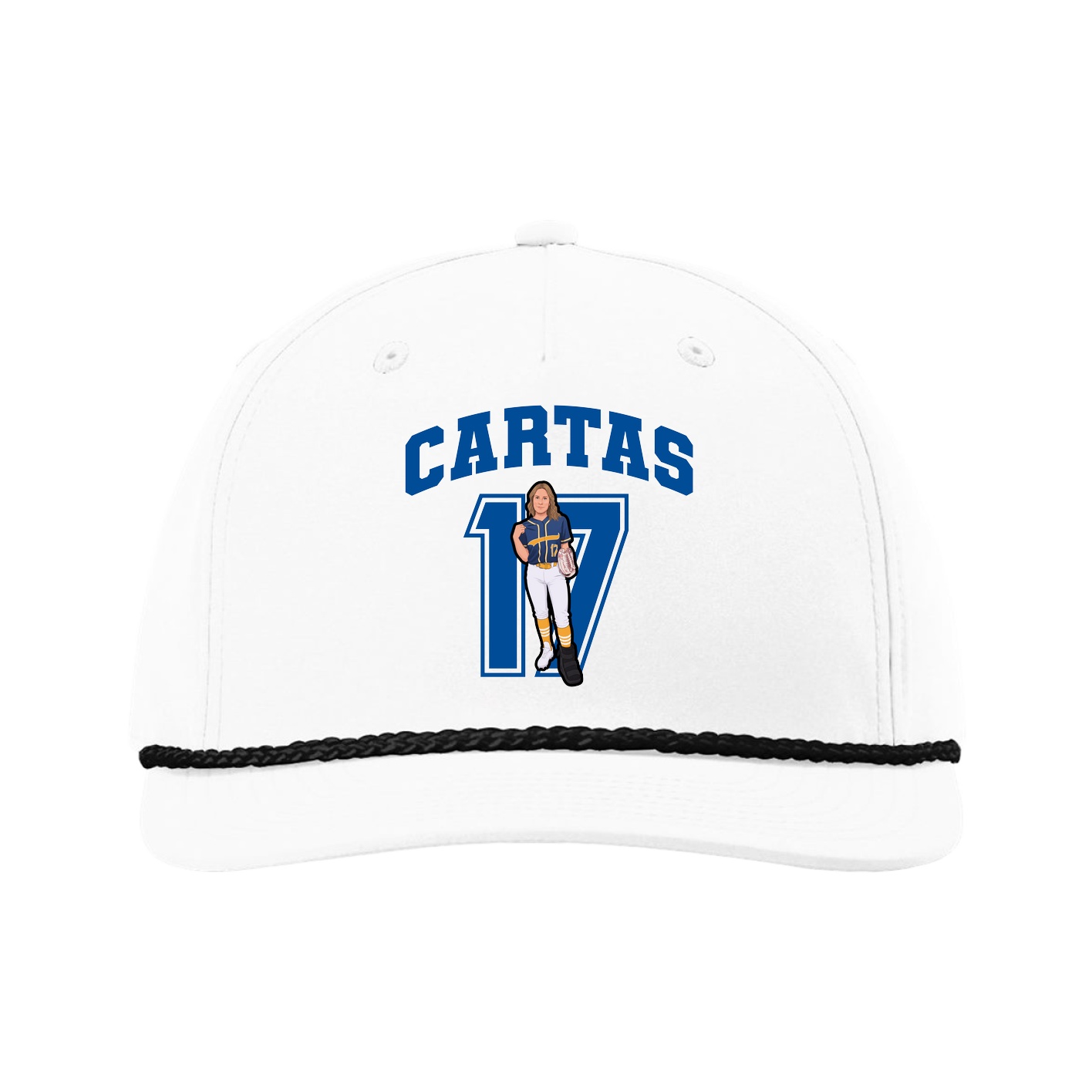 Five-Panel Classic Rope Cap — Number in White