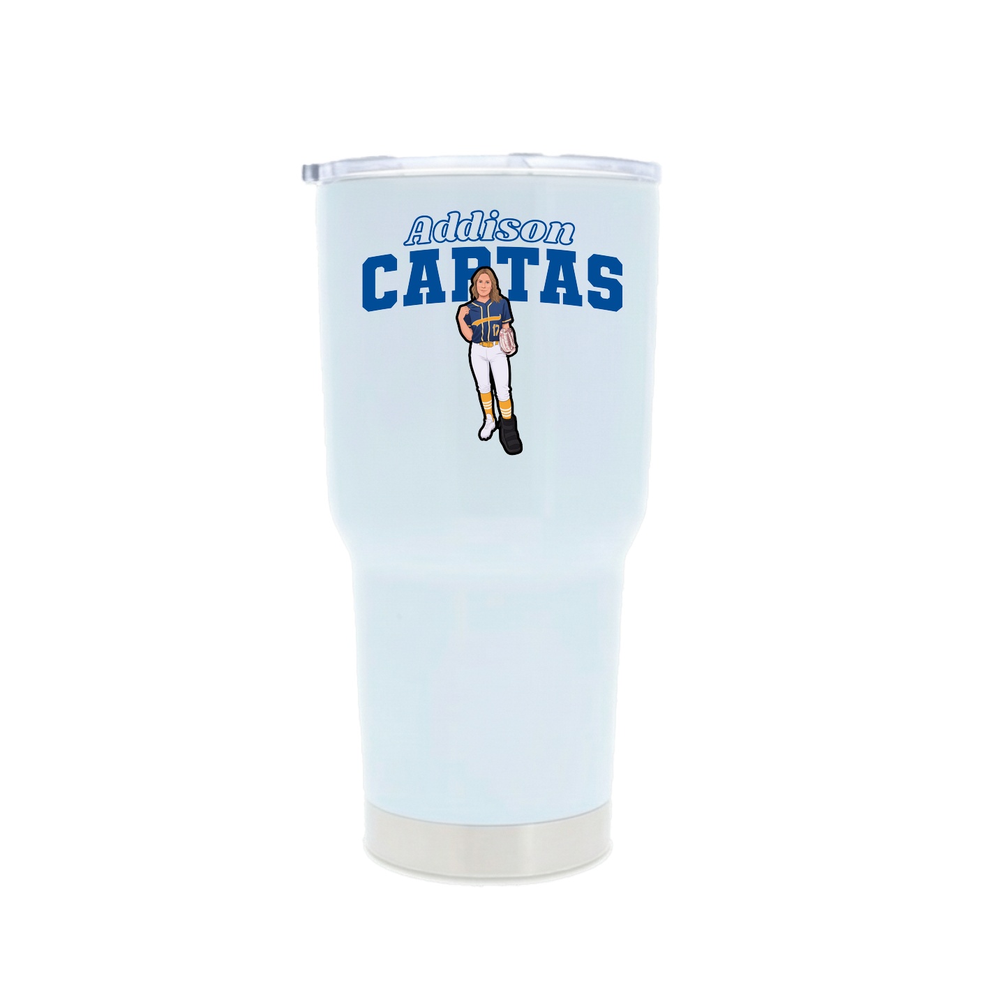 30oz Stainless Steel Tumbler — Name Arch in White
