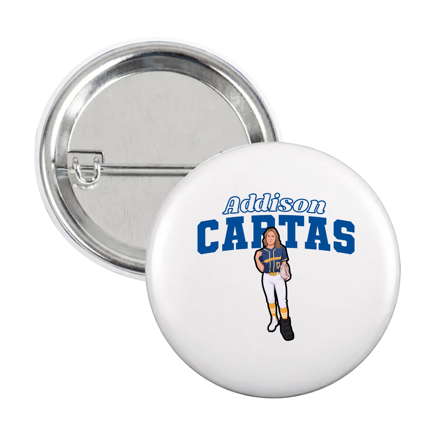 Game Day Button — Name Arch in White