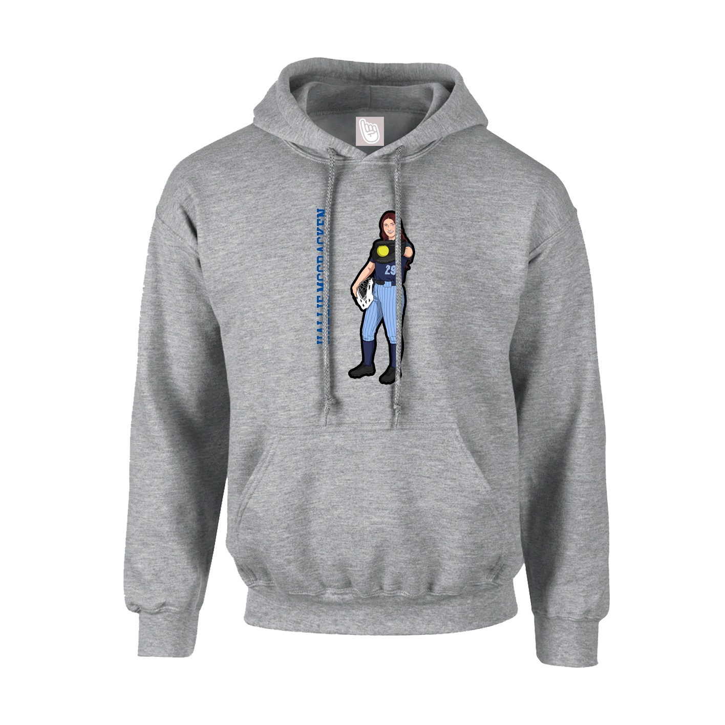 Hoodie — Name Vertical in Grey