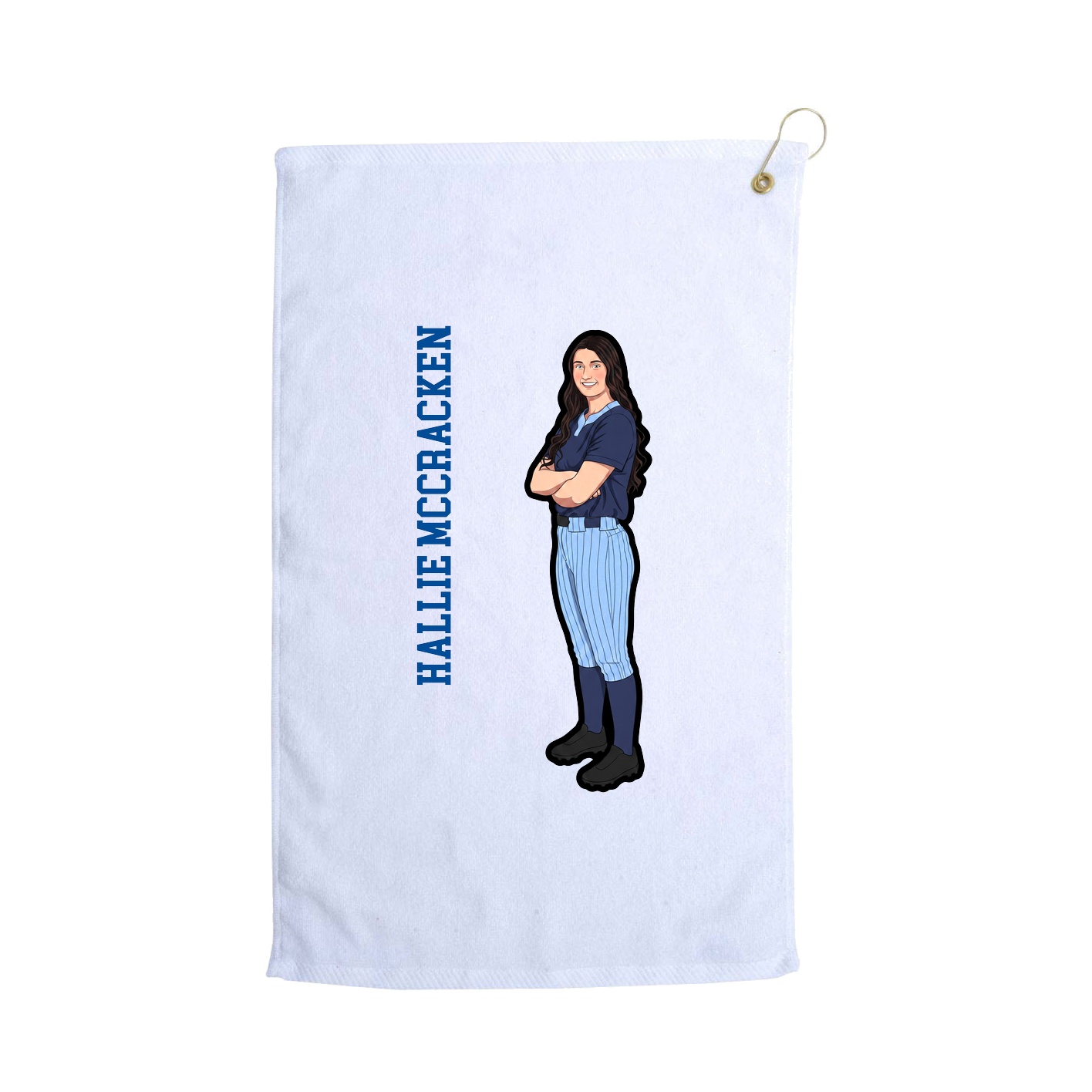 Golf Towel — Name Vertical in White
