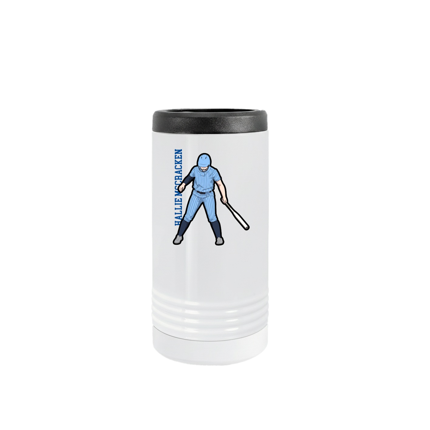 Slim Beverage Holder — Name Vertical in White