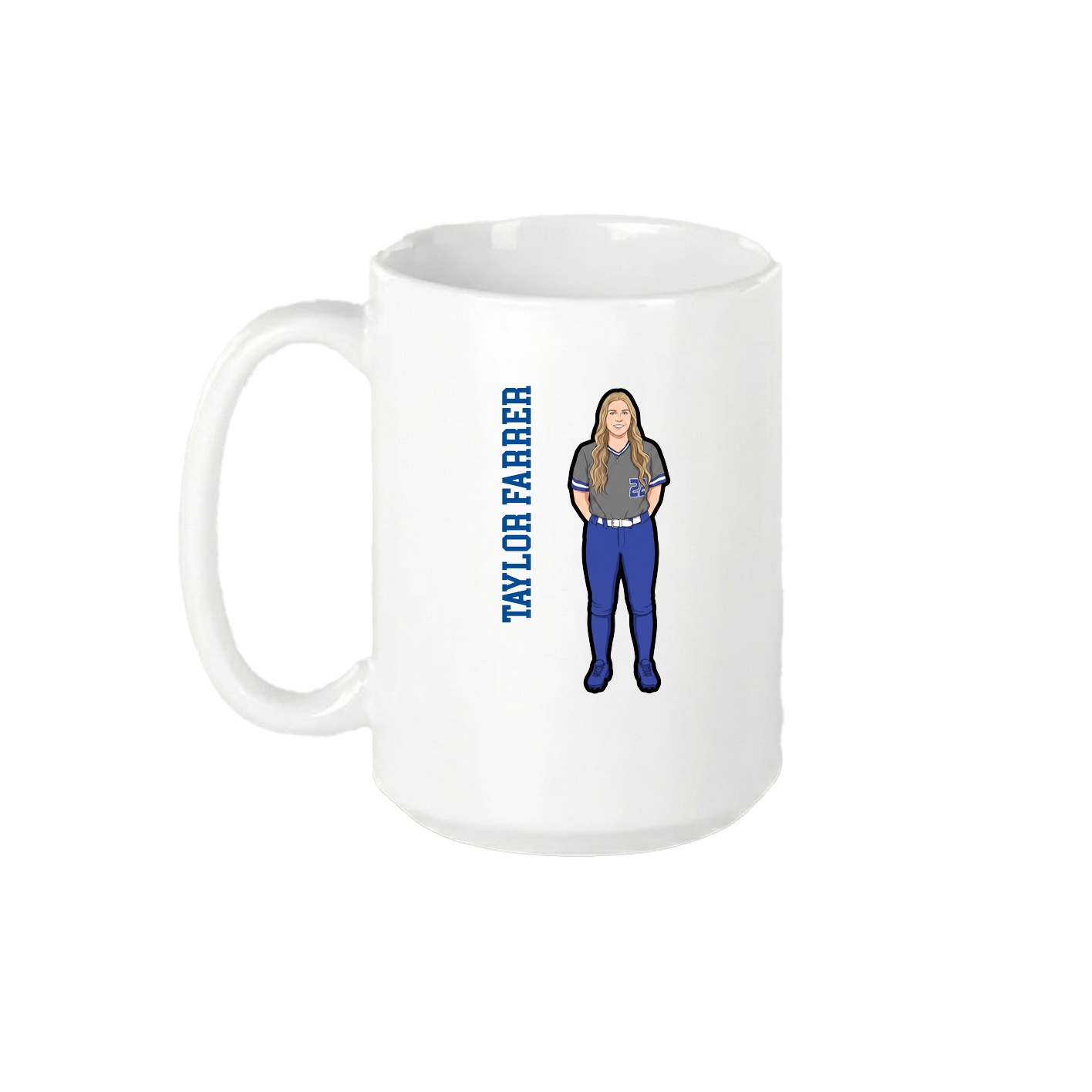 15oz Coffee Mug — Name Vertical in White