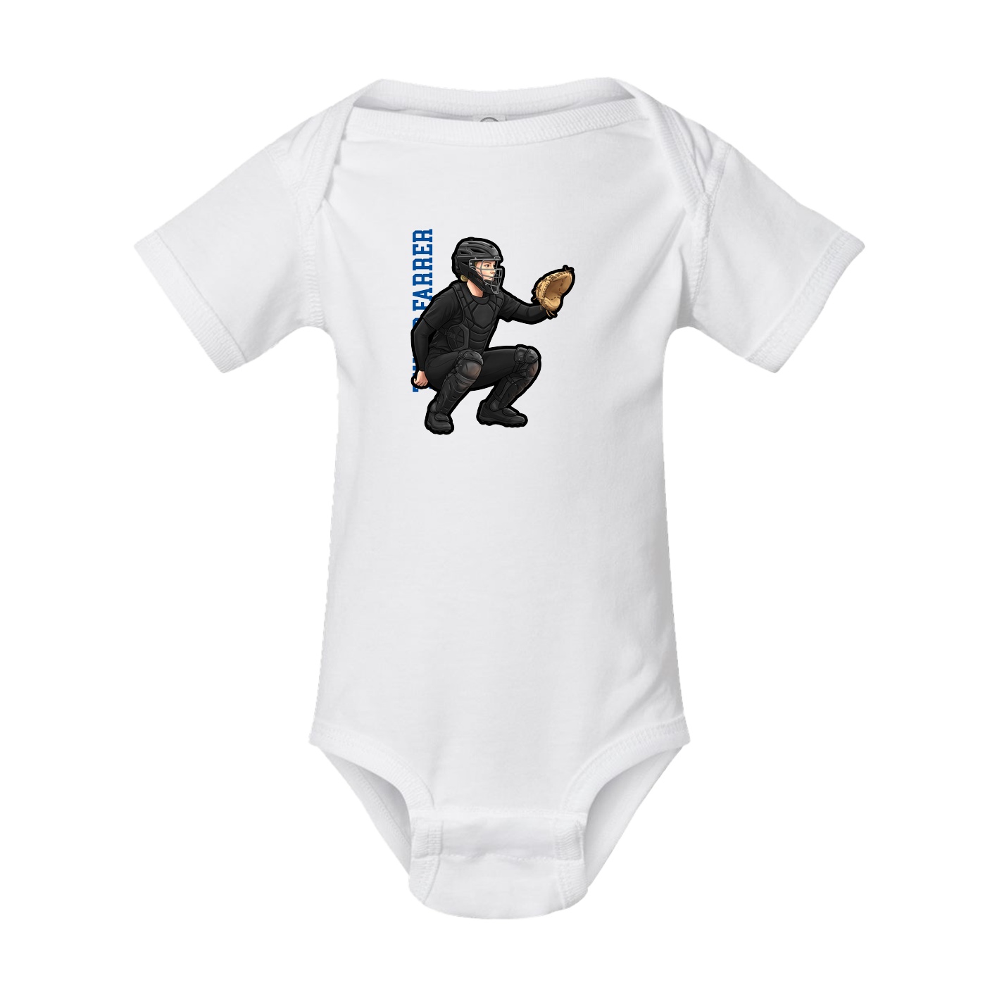 Baby Onesie — Name Vertical in White