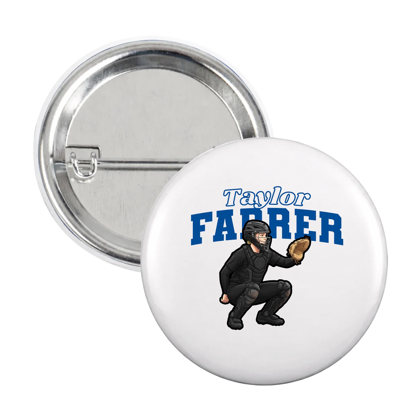 Game Day Button — Name Arch in White
