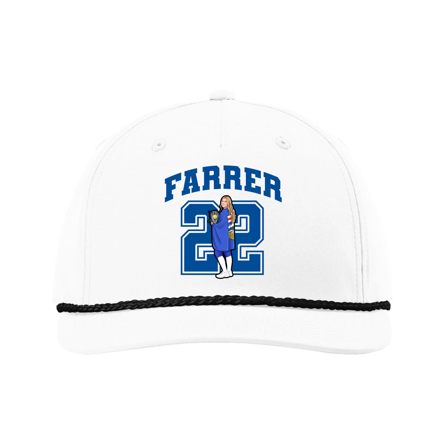 Five-Panel Classic Rope Cap — Number in White