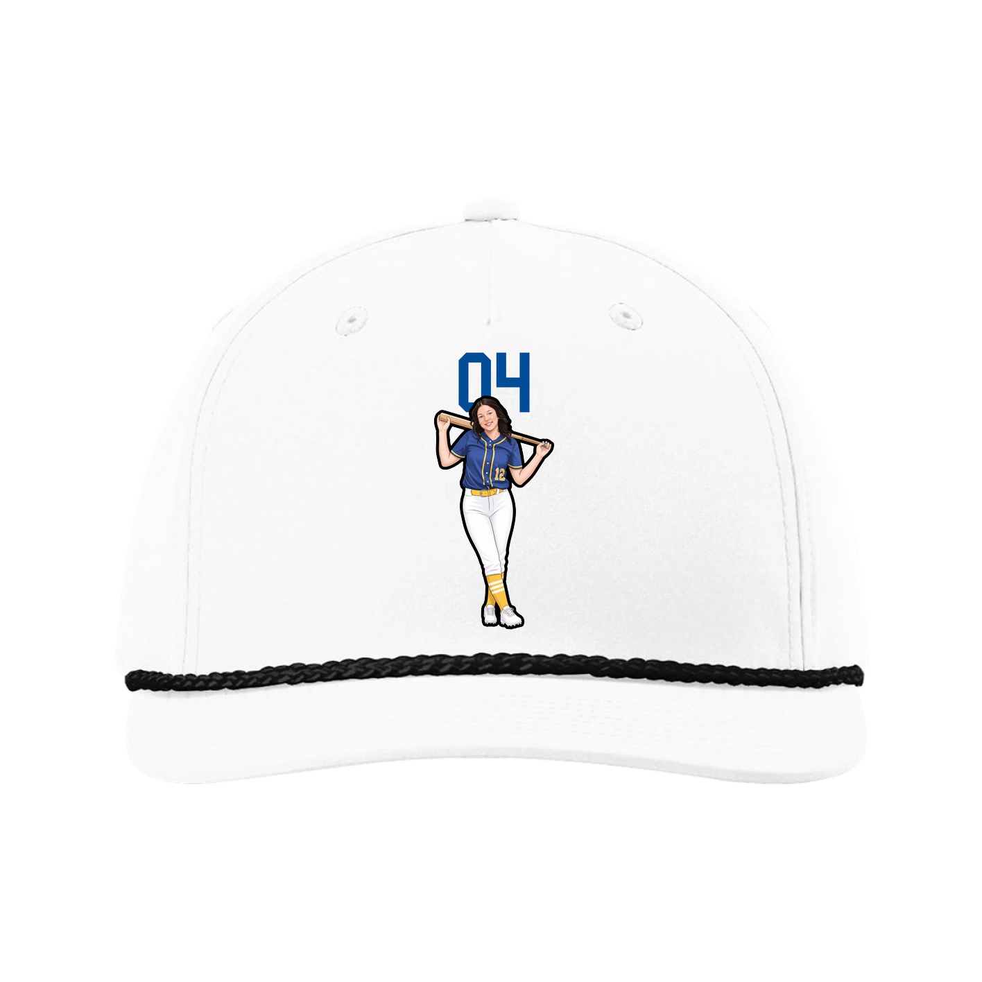 Five-Panel Classic Rope Cap — Number Top in White
