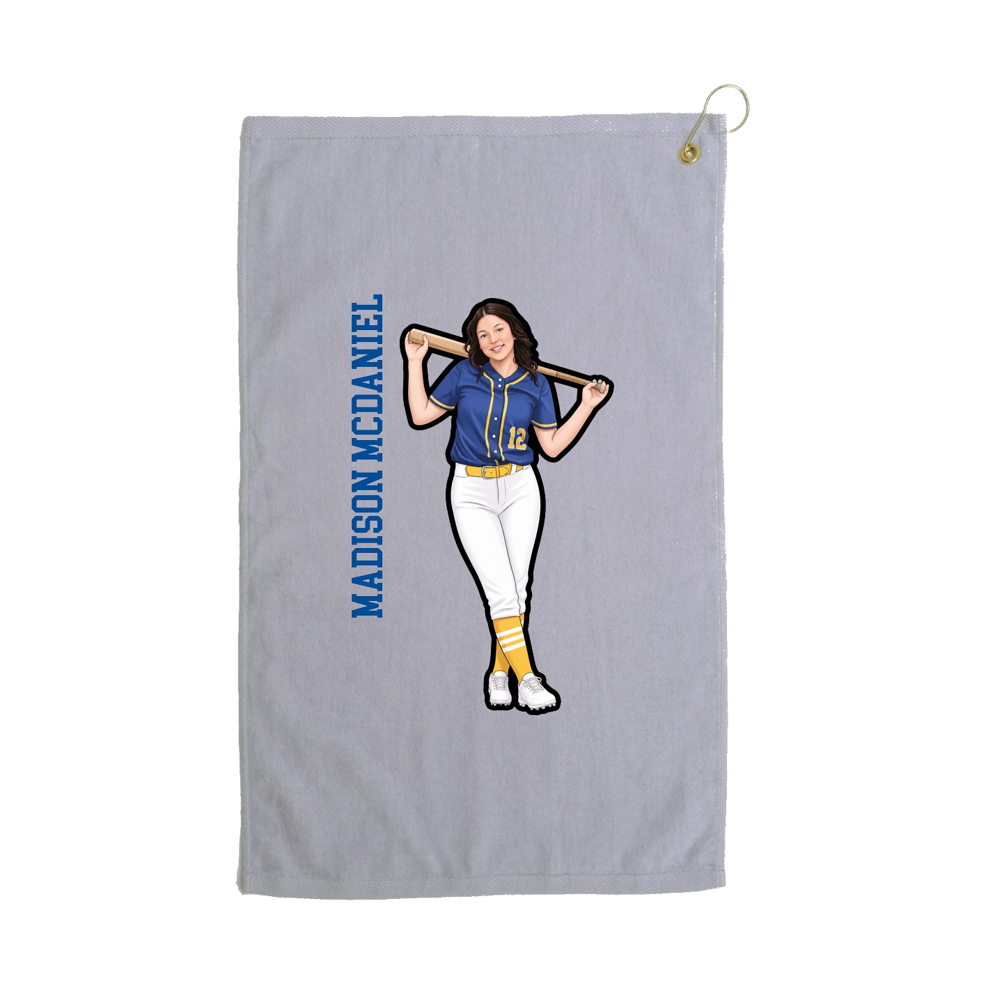 Golf Towel — Name Vertical in Grey