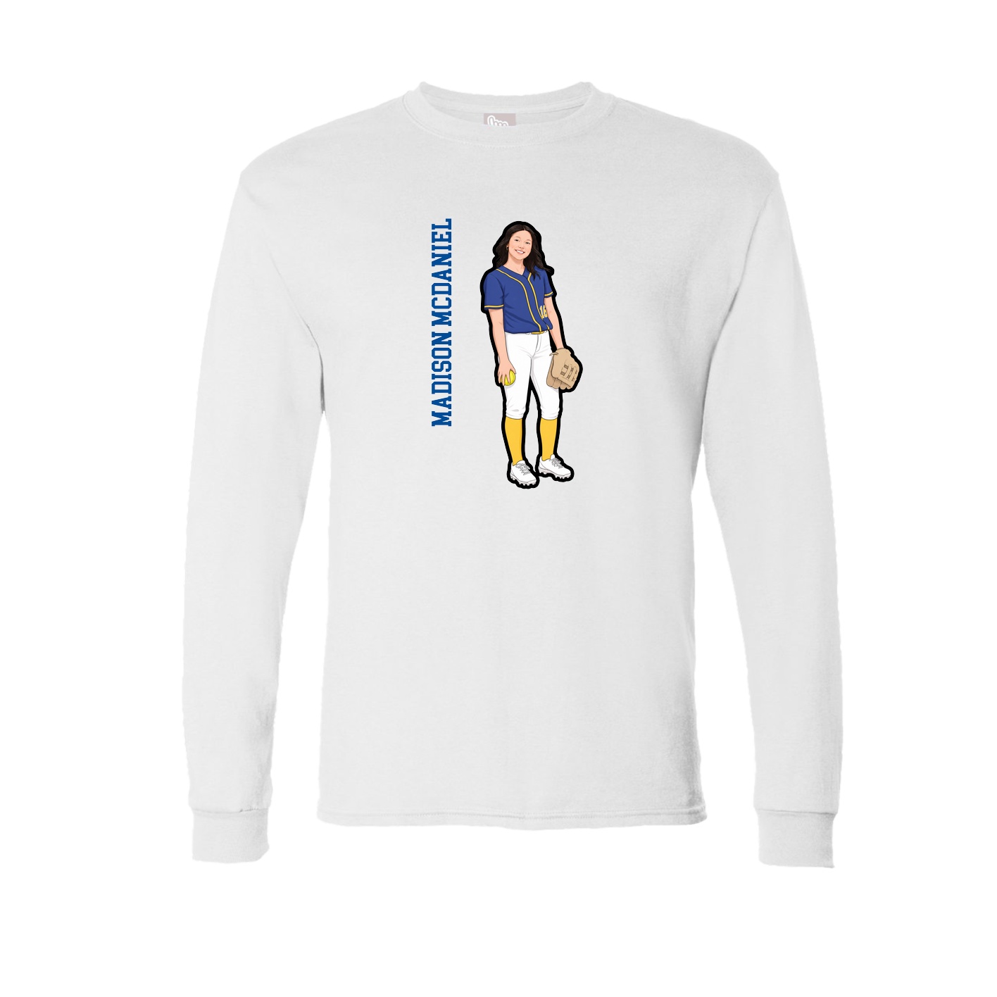 Long Sleeve Tee — Name Vertical in White