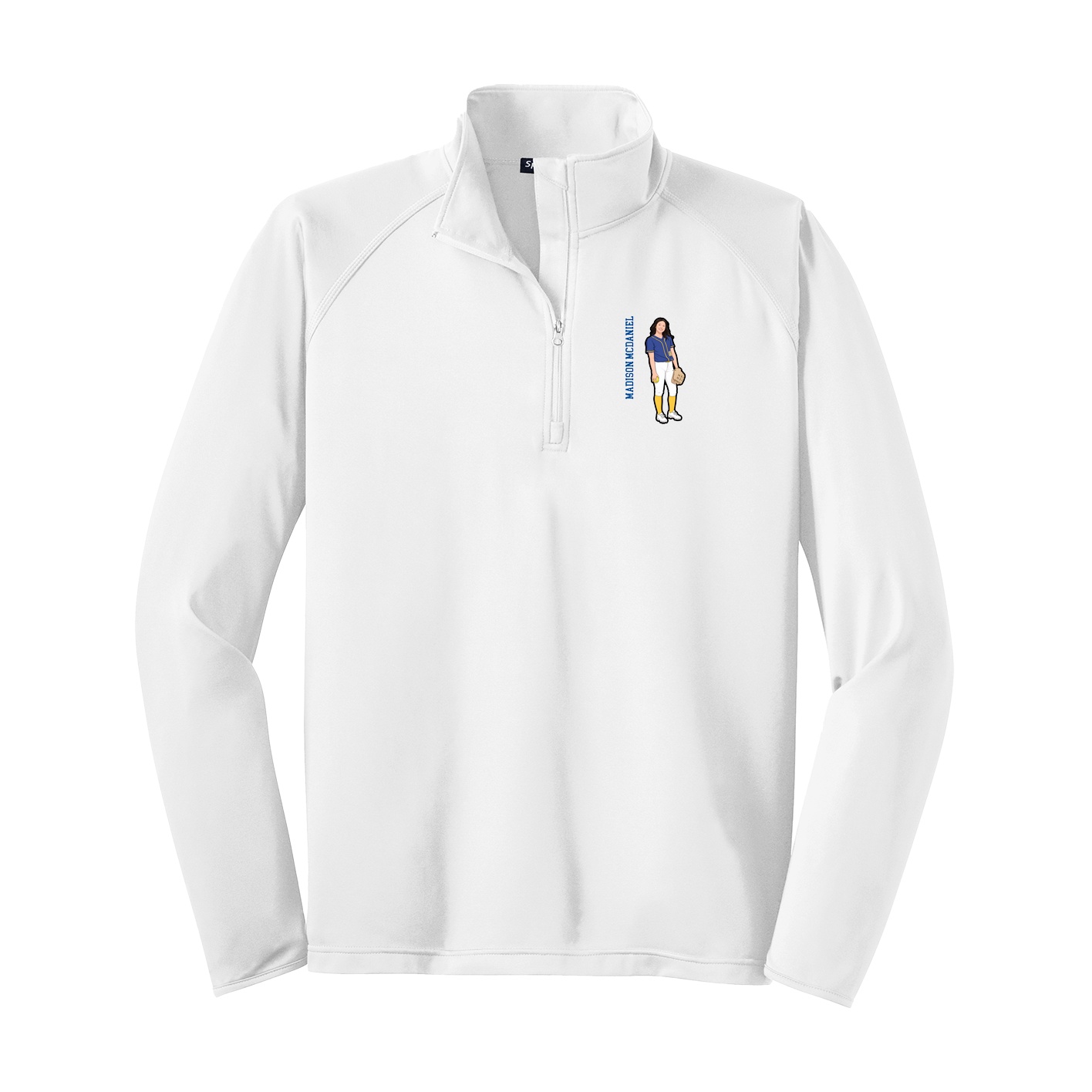 Q-Zip Pullover — Name Vertical in White