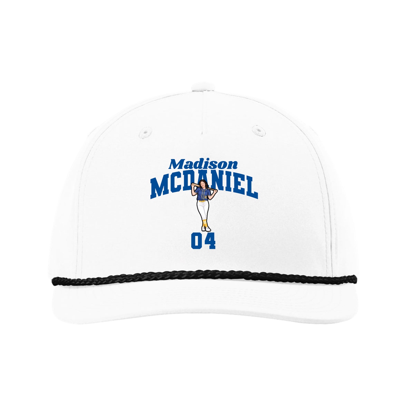 Five-Panel Classic Rope Cap — Signature Arch in White