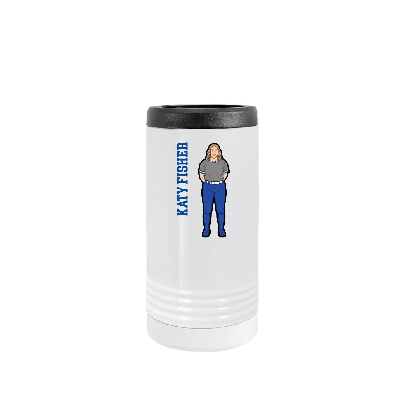 Slim Beverage Holder — Name Vertical in White