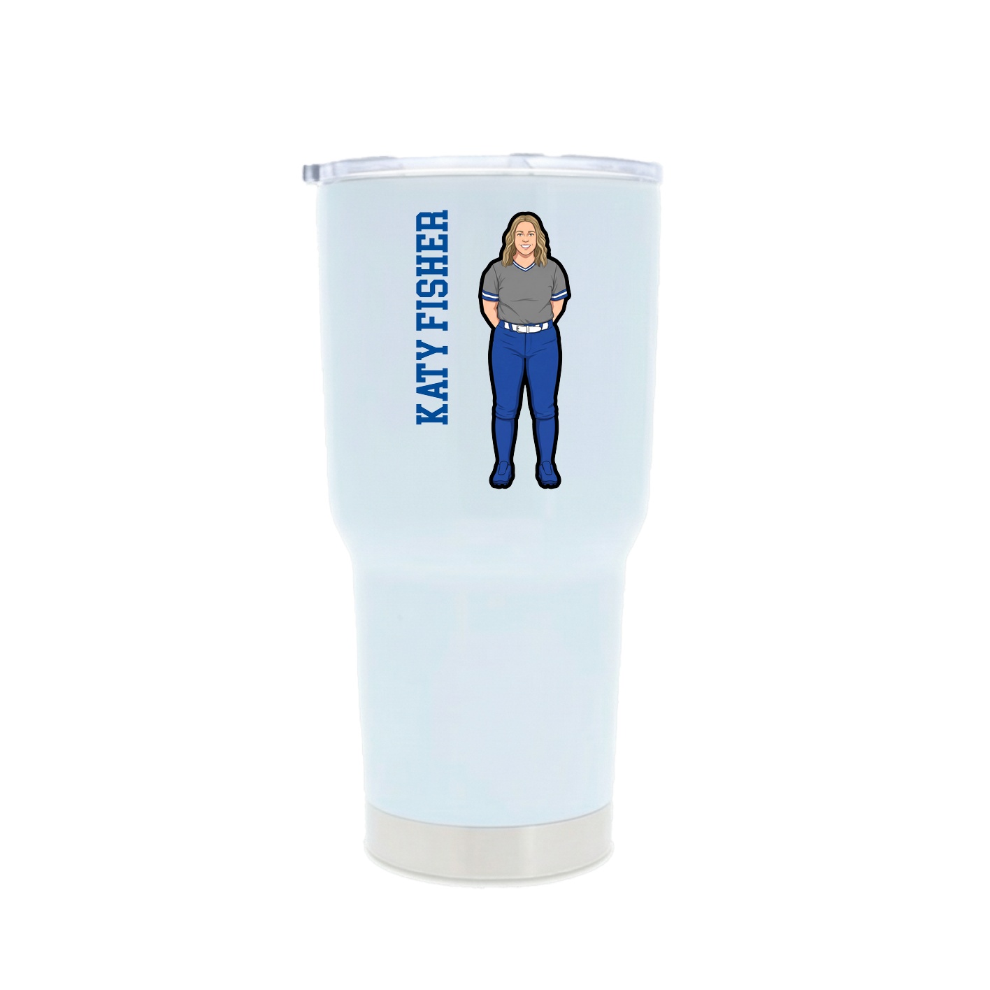 30oz Stainless Steel Tumbler — Name Vertical in White