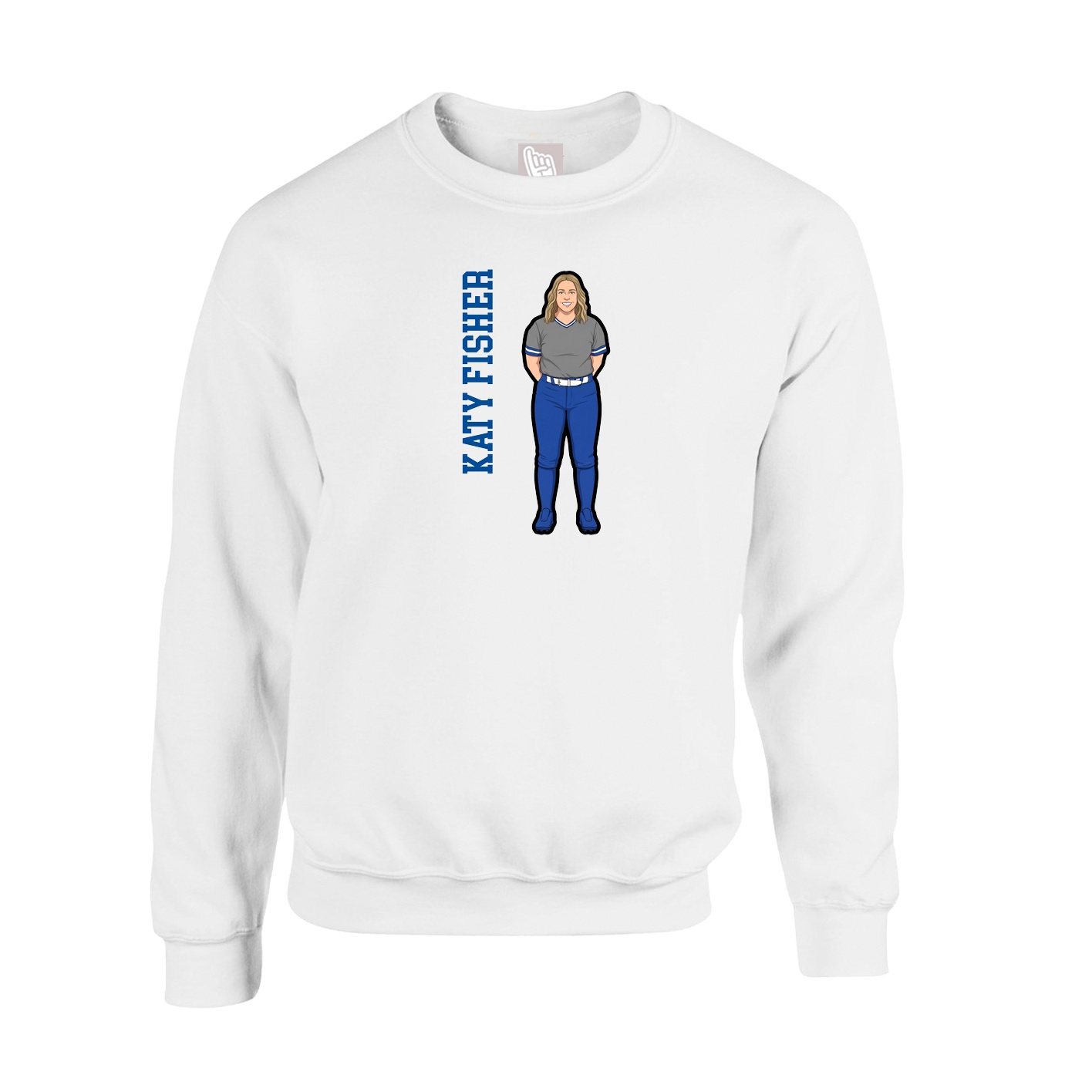 Fleece Crew — Name Vertical in White