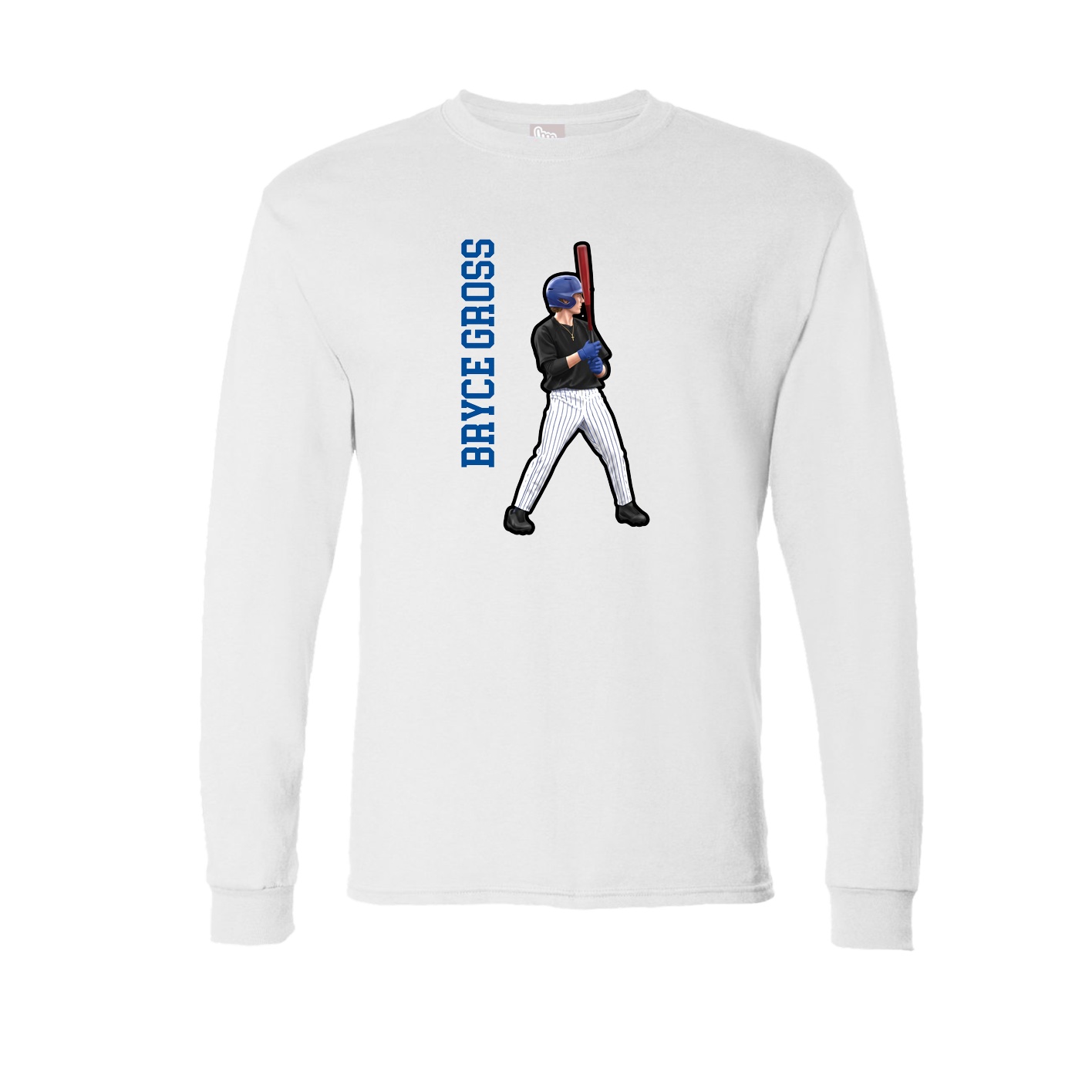 Long Sleeve Tee — Name Vertical in White