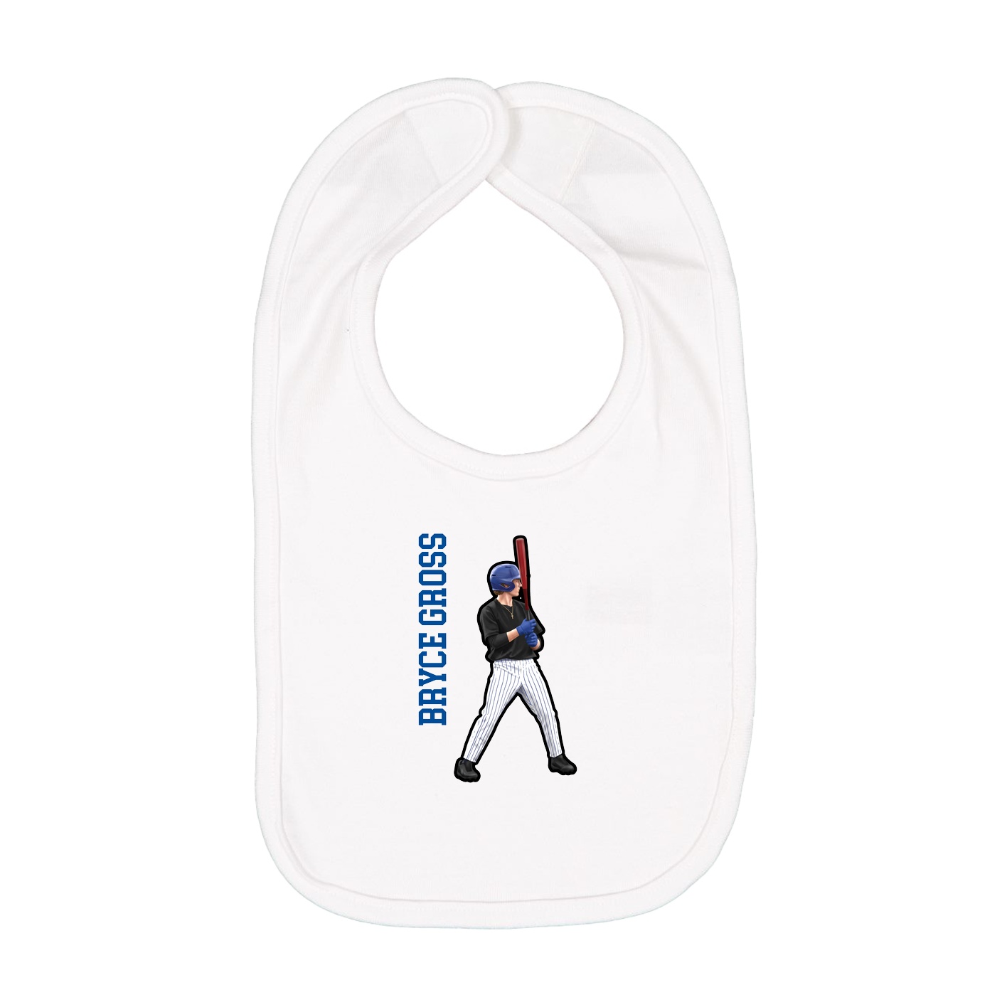 Infant Bib — Name Vertical in White