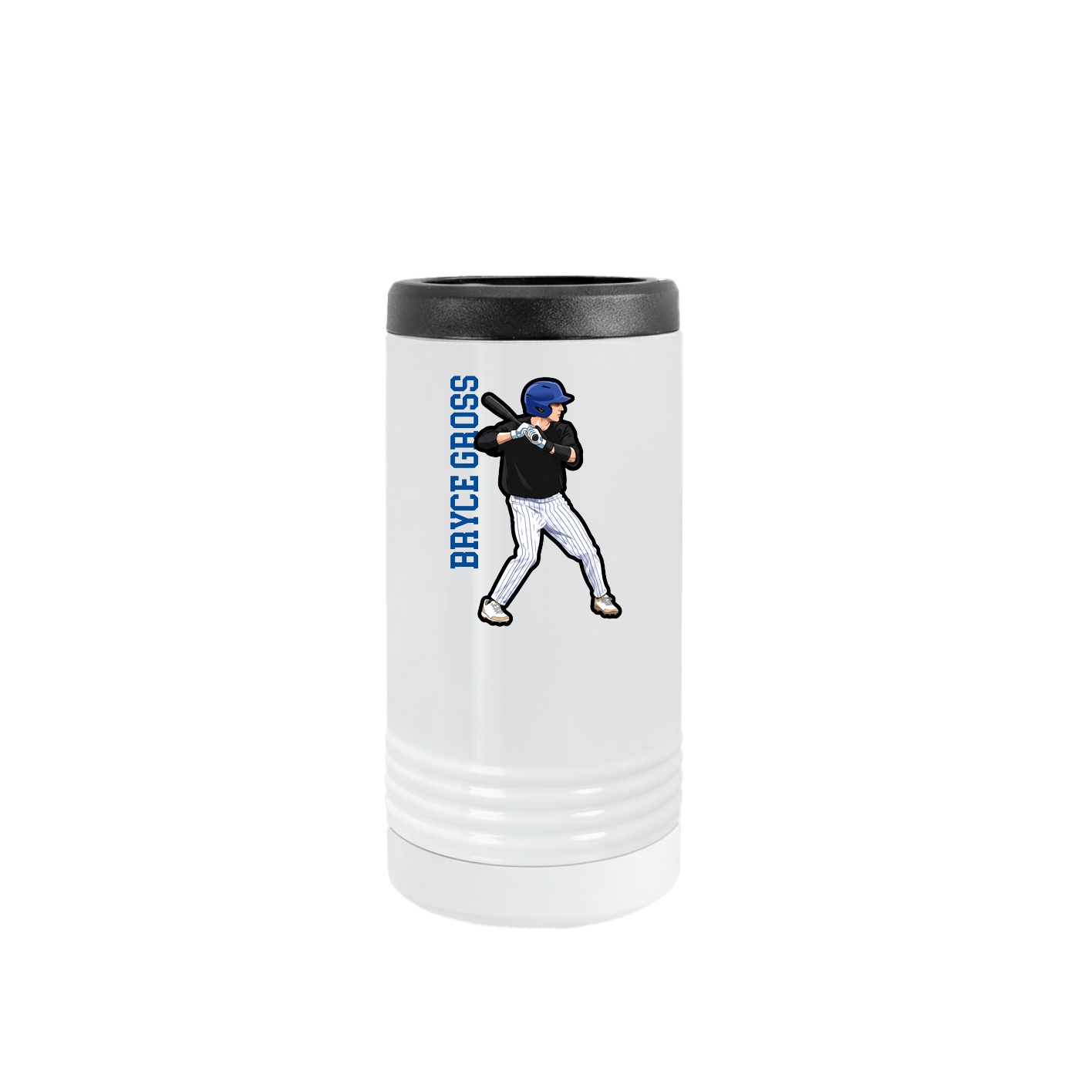 Slim Beverage Holder — Name Vertical in White