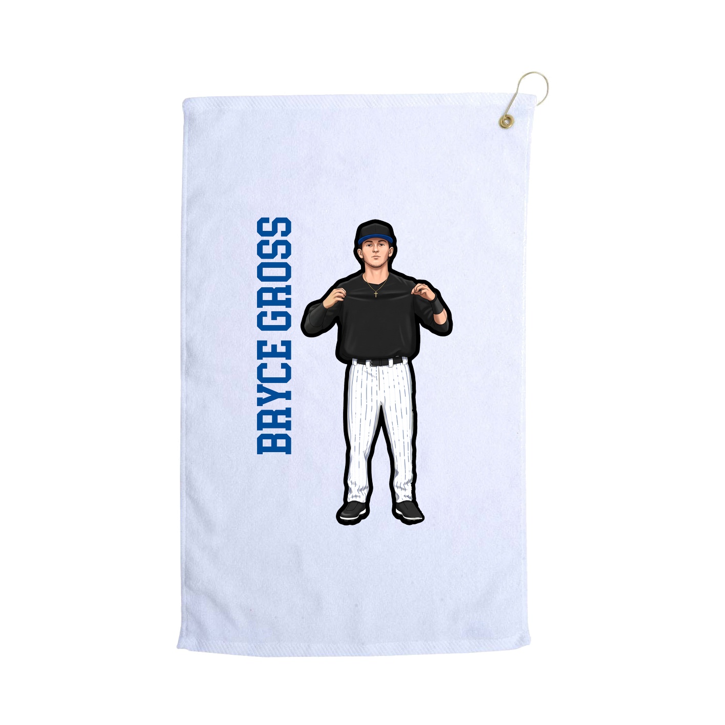 Golf Towel — Name Vertical in White
