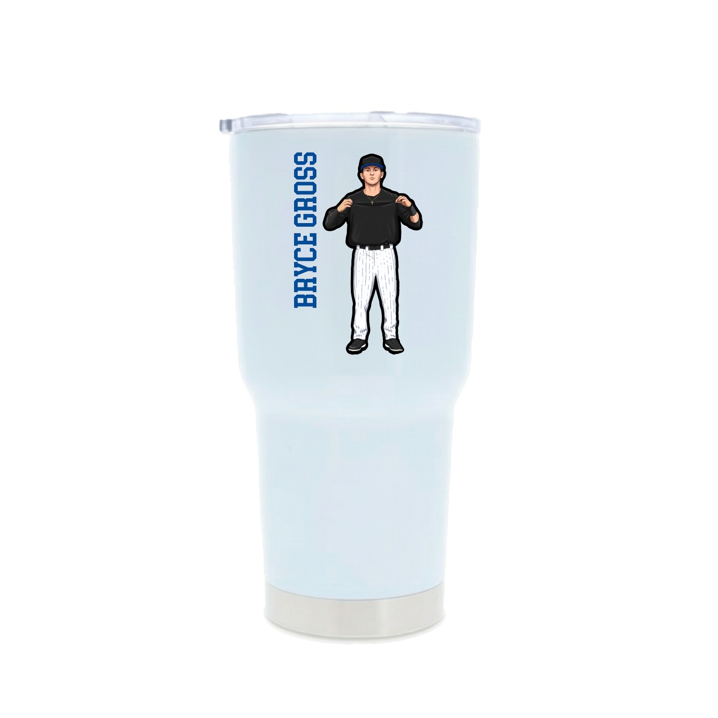 30oz Stainless Steel Tumbler — Name Vertical in White