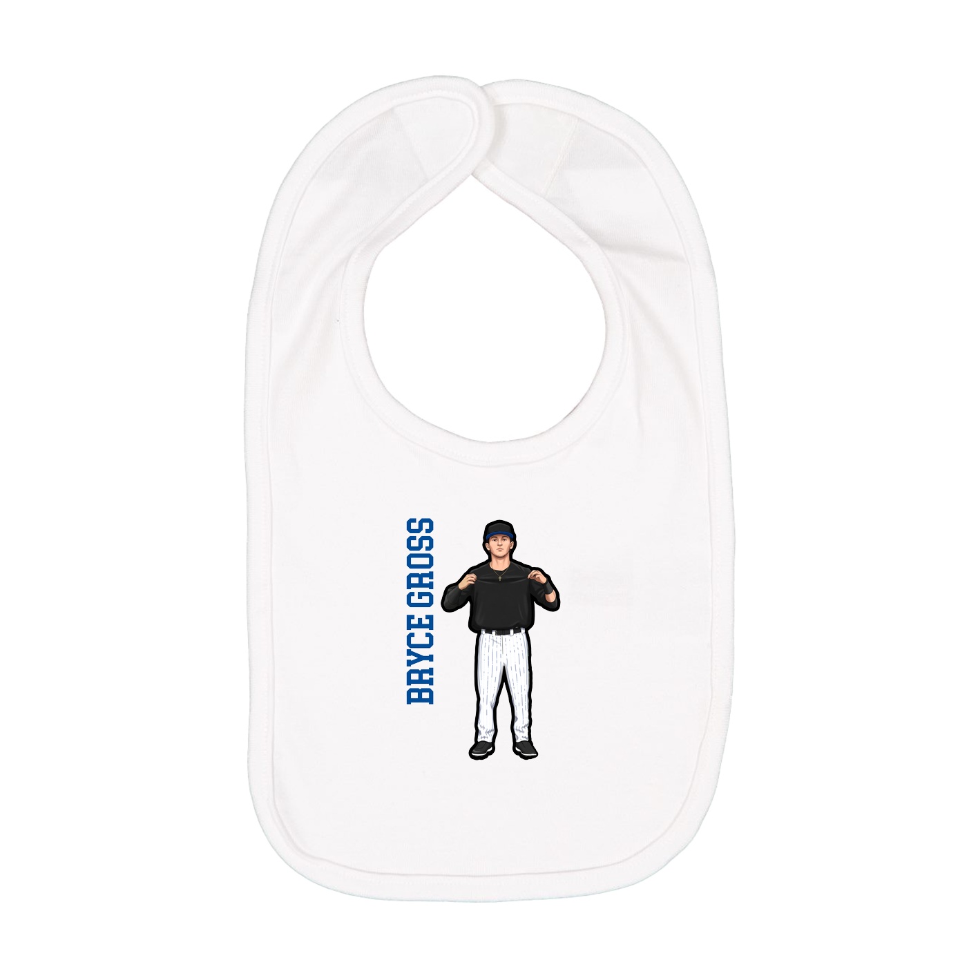 Infant Bib — Name Vertical in White