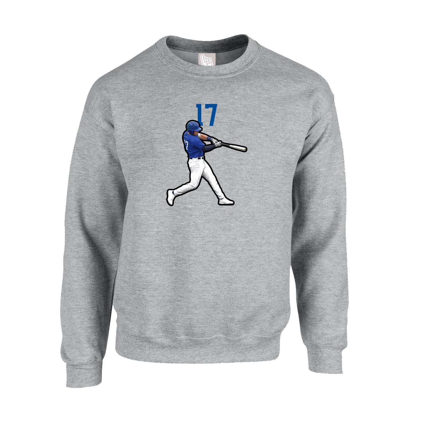 Fleece Crew — Number Top in Grey