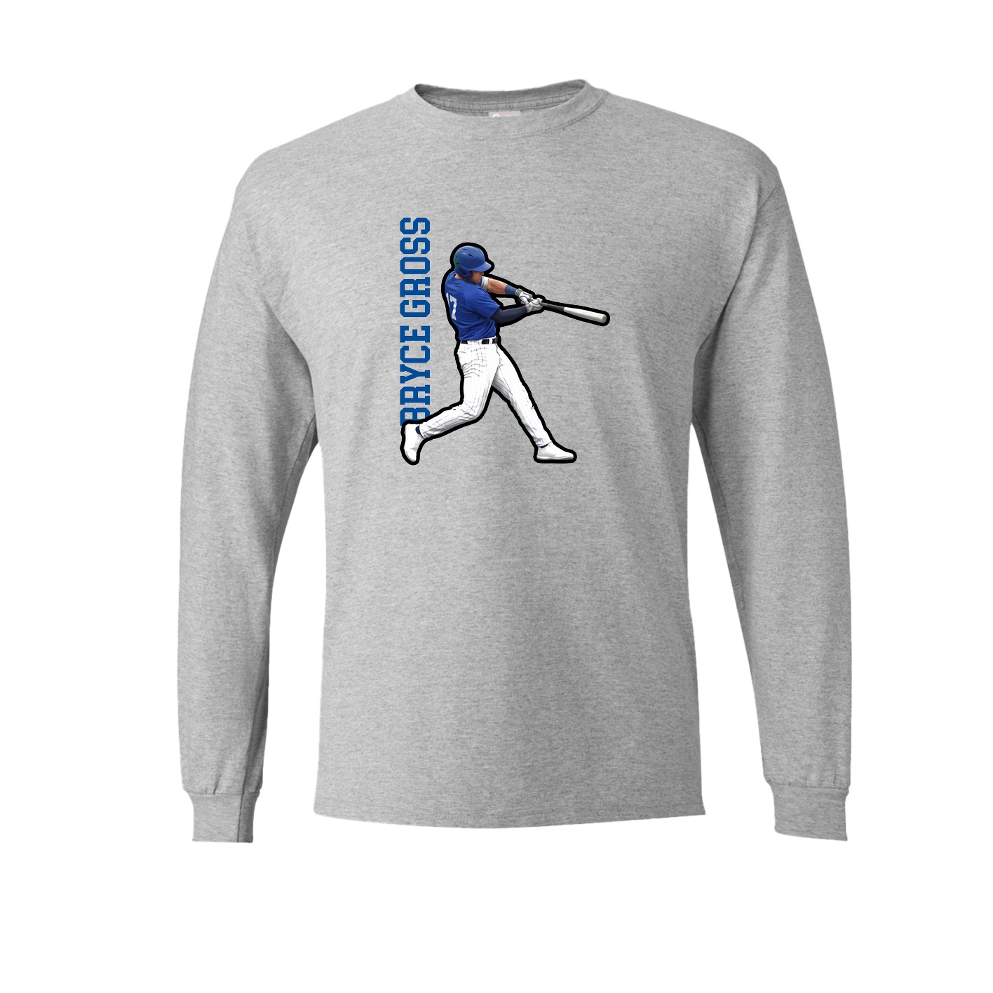 Long Sleeve Tee — Name Vertical in Grey
