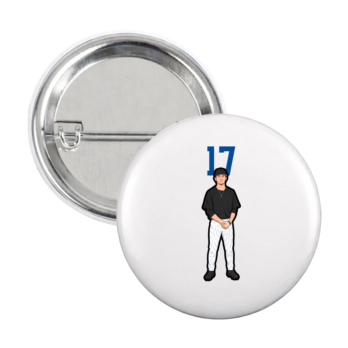 Game Day Button — Number Top in White