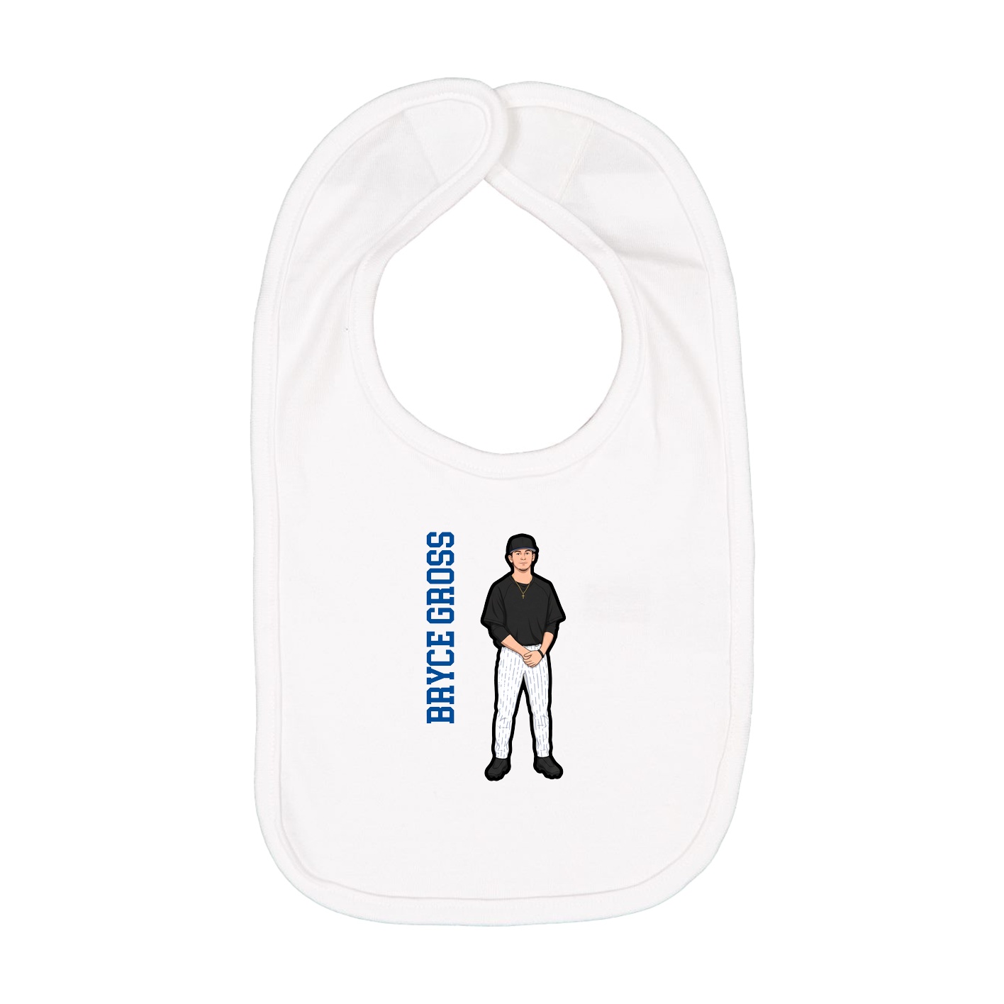 Infant Bib — Name Vertical in White