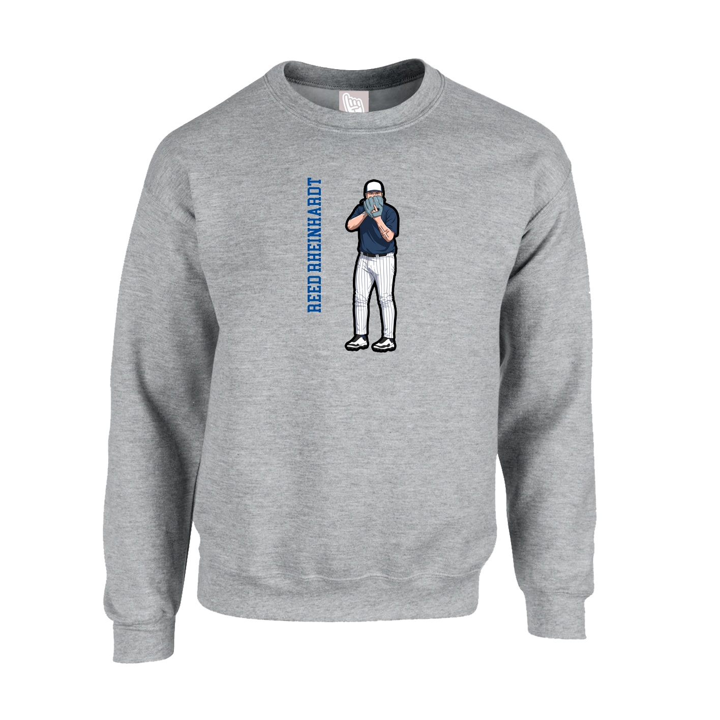 Fleece Crew — Name Vertical in Grey