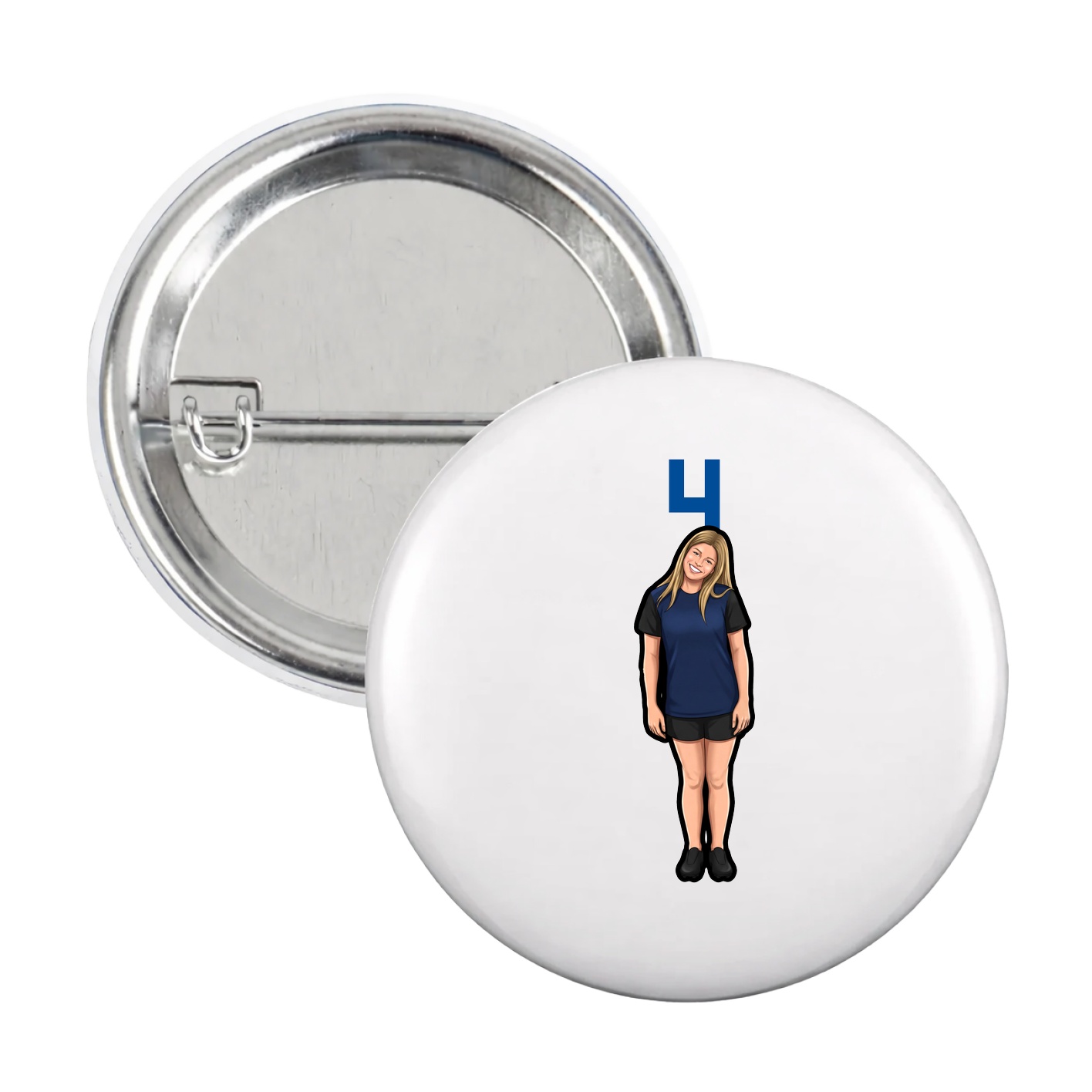 Game Day Button — Number Top in White