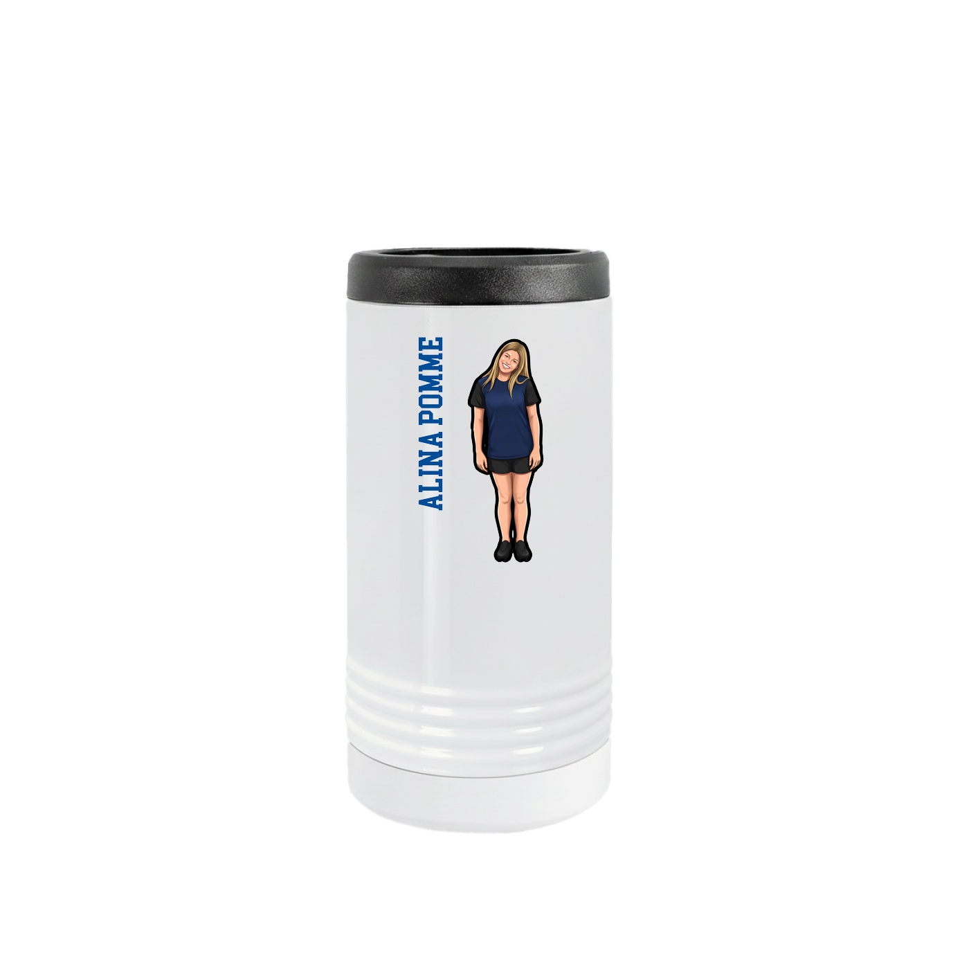 Slim Beverage Holder — Name Vertical in White
