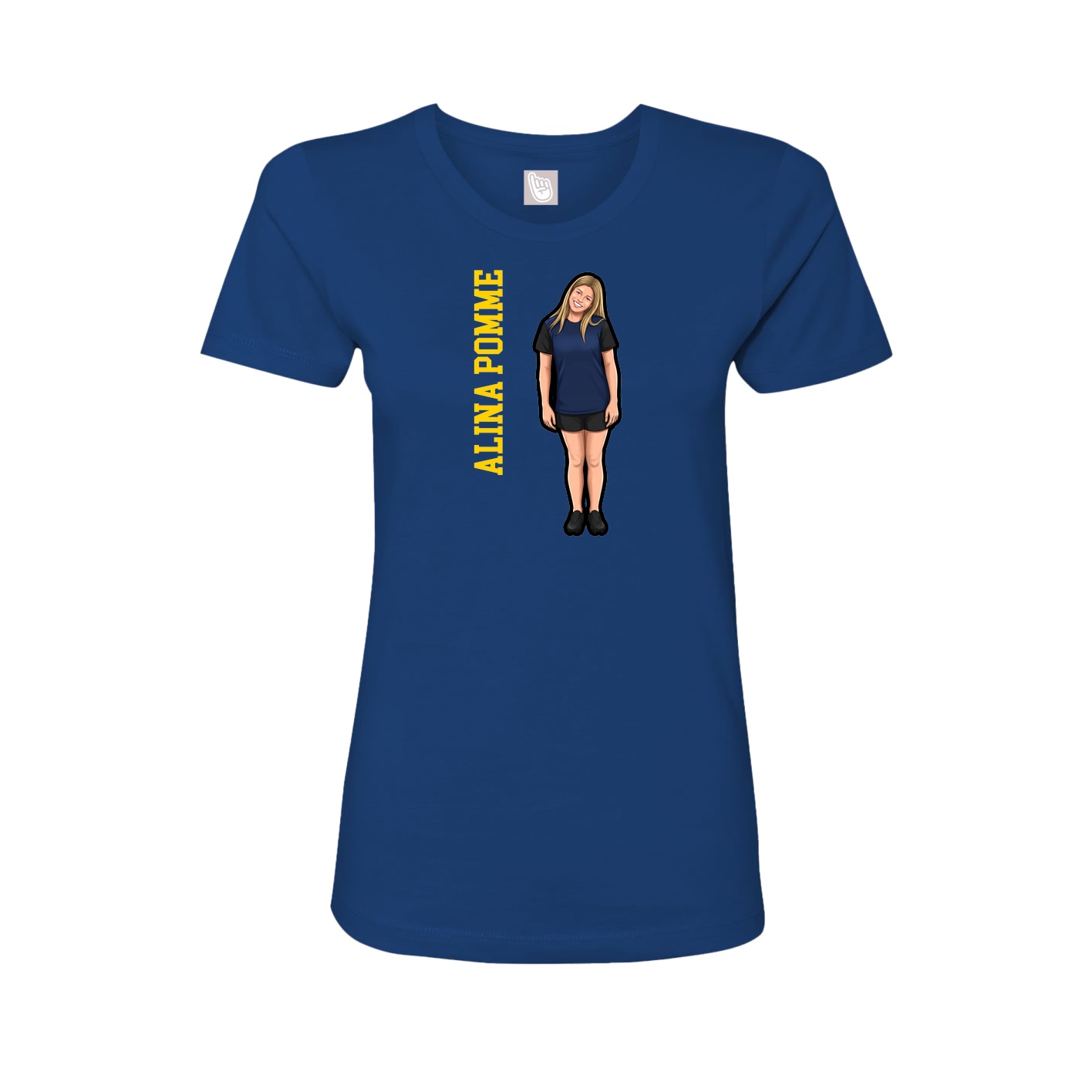Fitted Women's Tee — Name Vertical in Royal