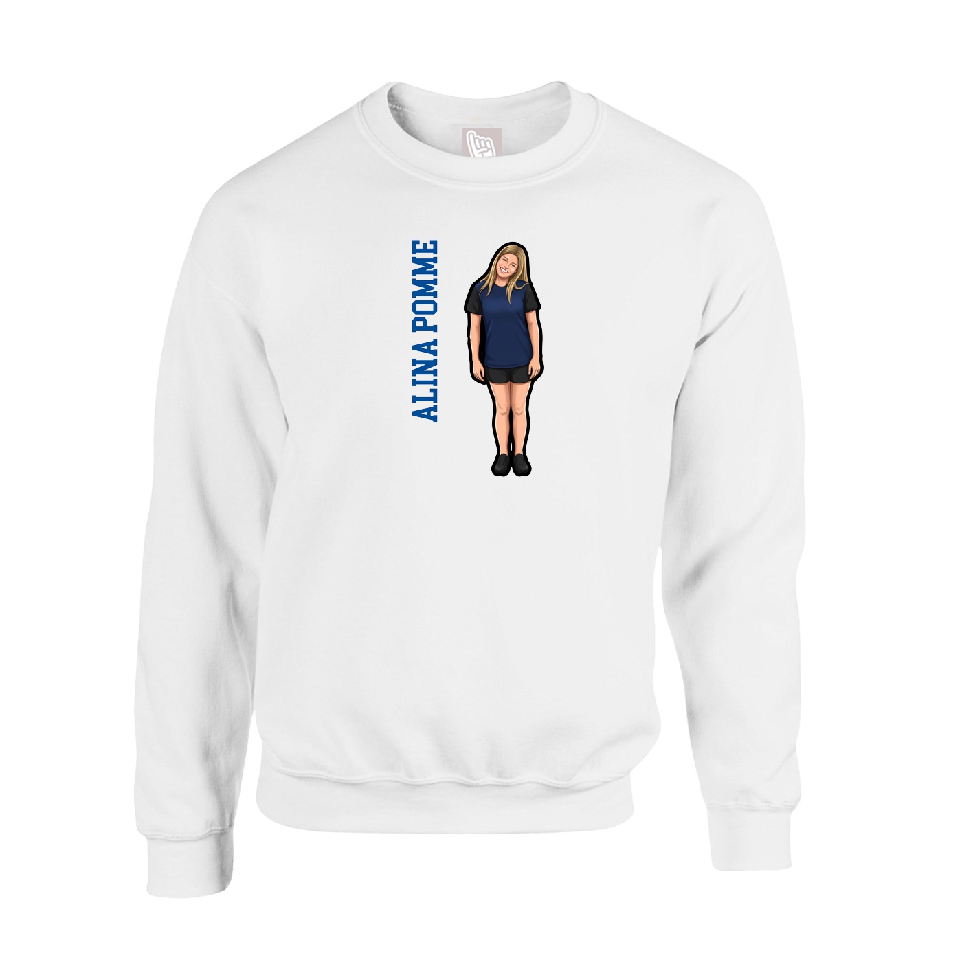 Fleece Crew — Name Vertical in White