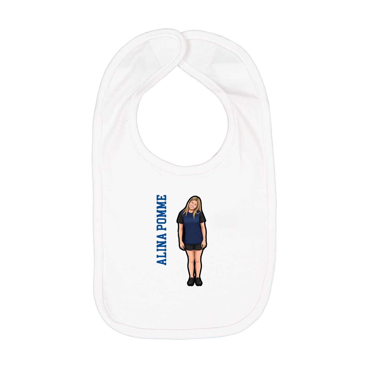 Infant Bib — Name Vertical in White