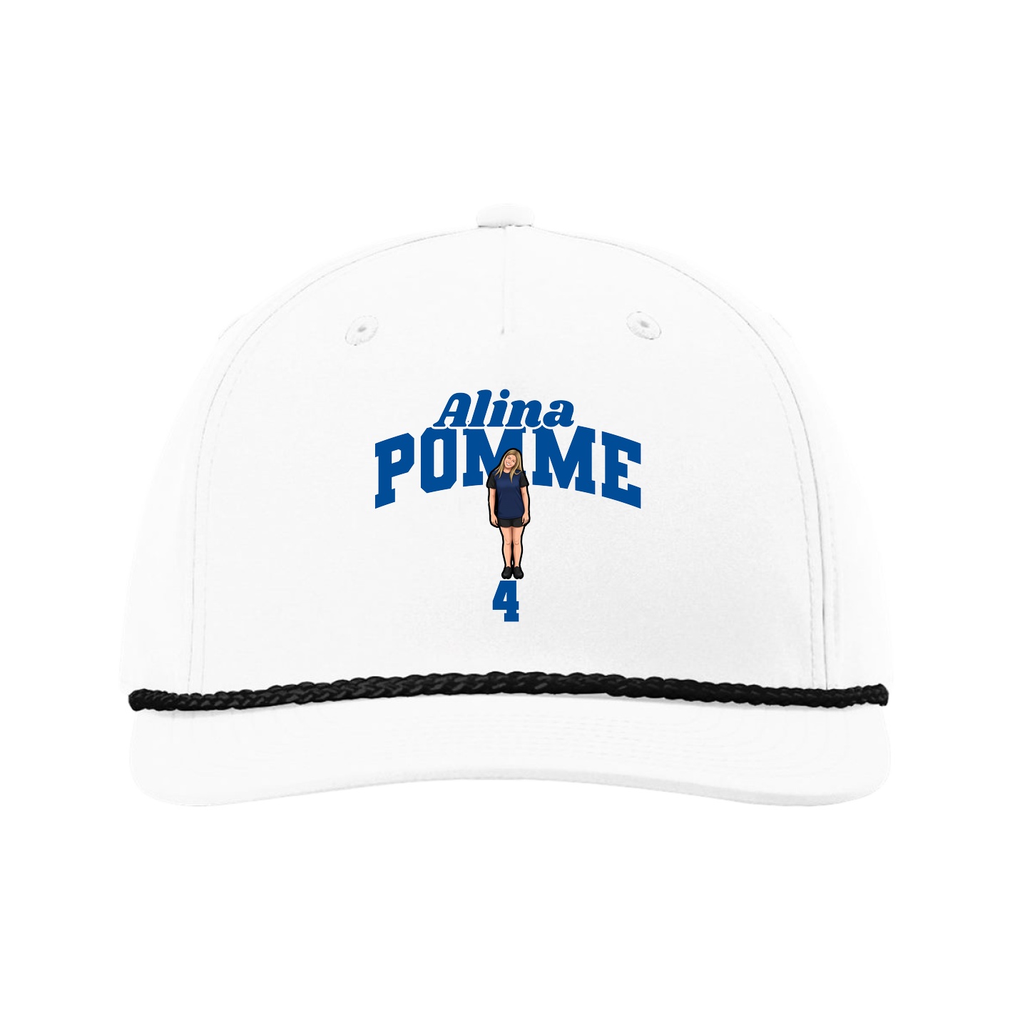 Five-Panel Classic Rope Cap — Signature Arch in White