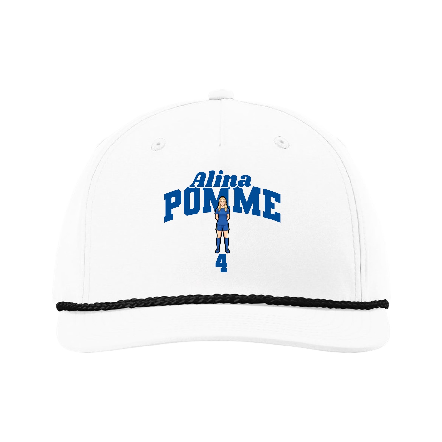 Five-Panel Classic Rope Cap — Signature Arch in White