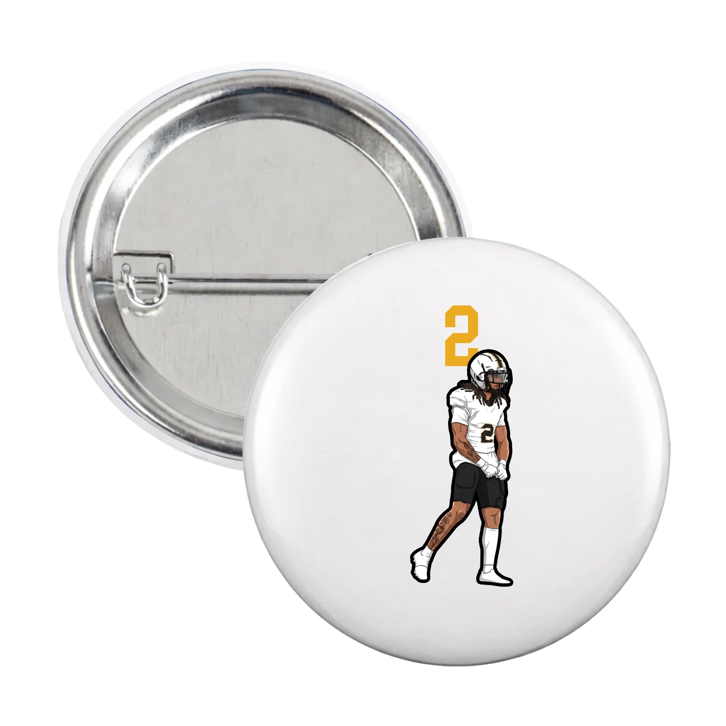 Game Day Button — Number Top in White