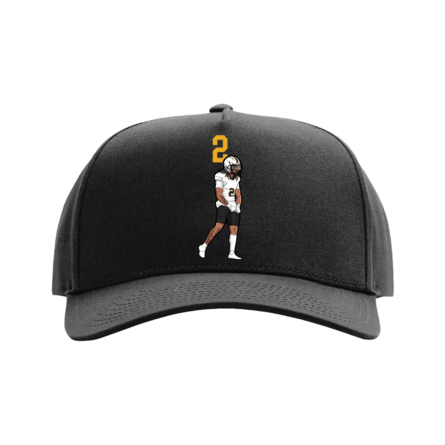 Full Fabric Five-Panel Champ Cap — Number Top in Black