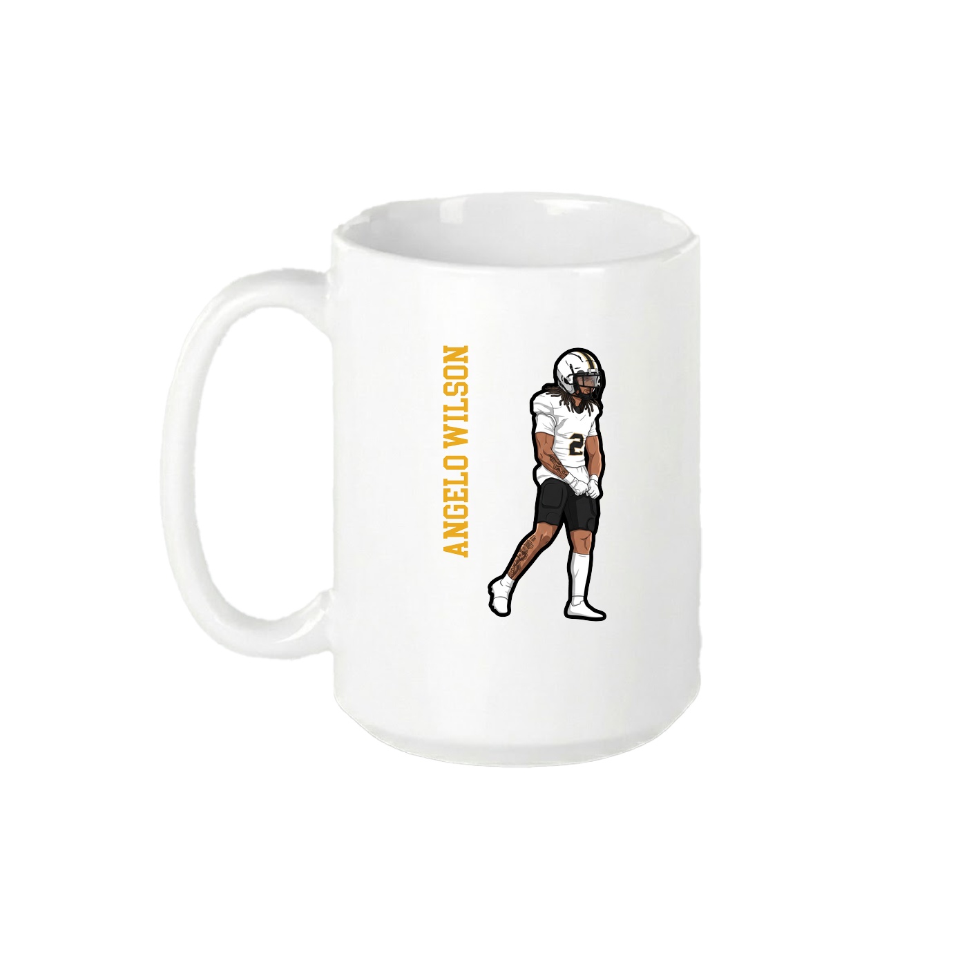 15oz Coffee Mug — Name Vertical in White