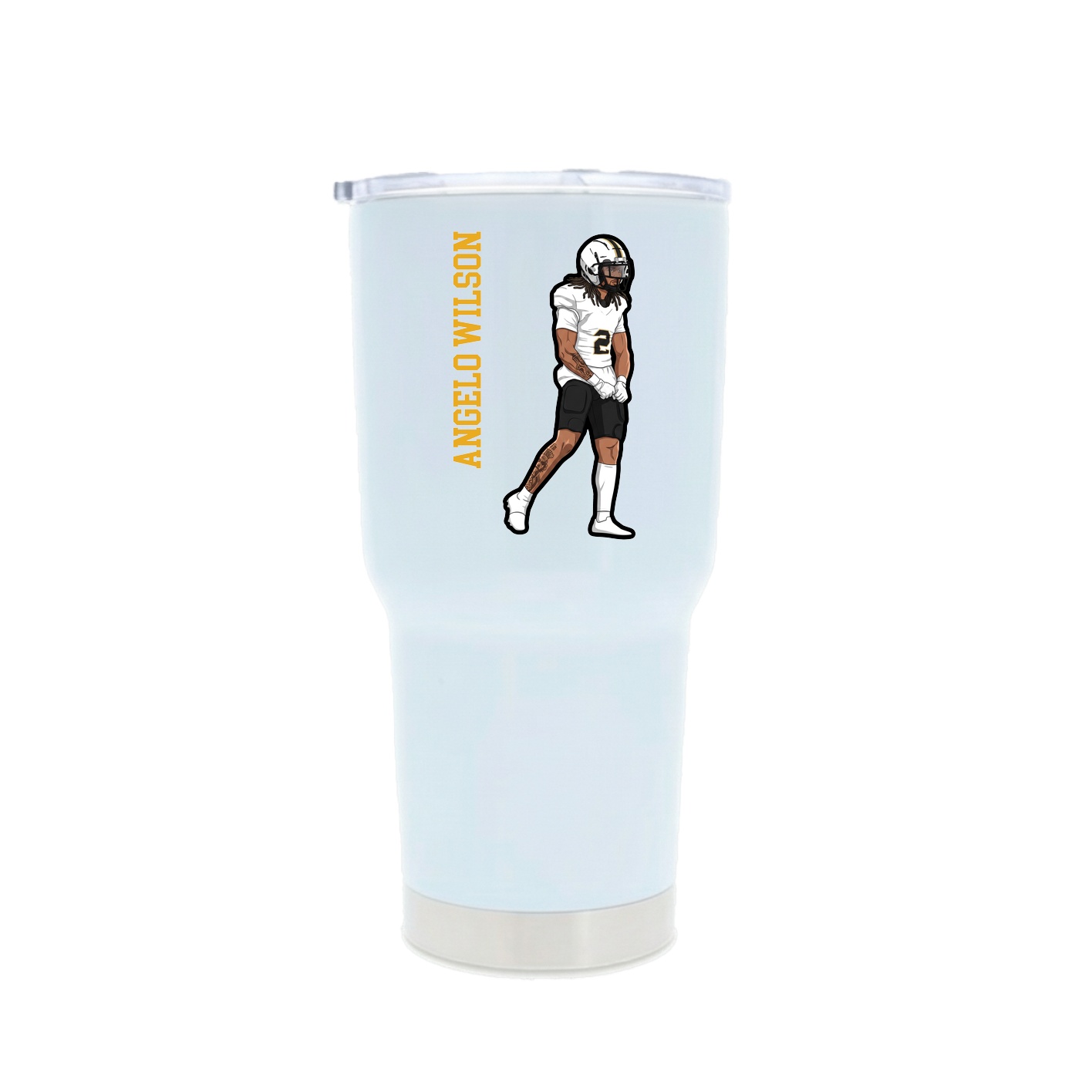 30oz Stainless Steel Tumbler — Name Vertical in White