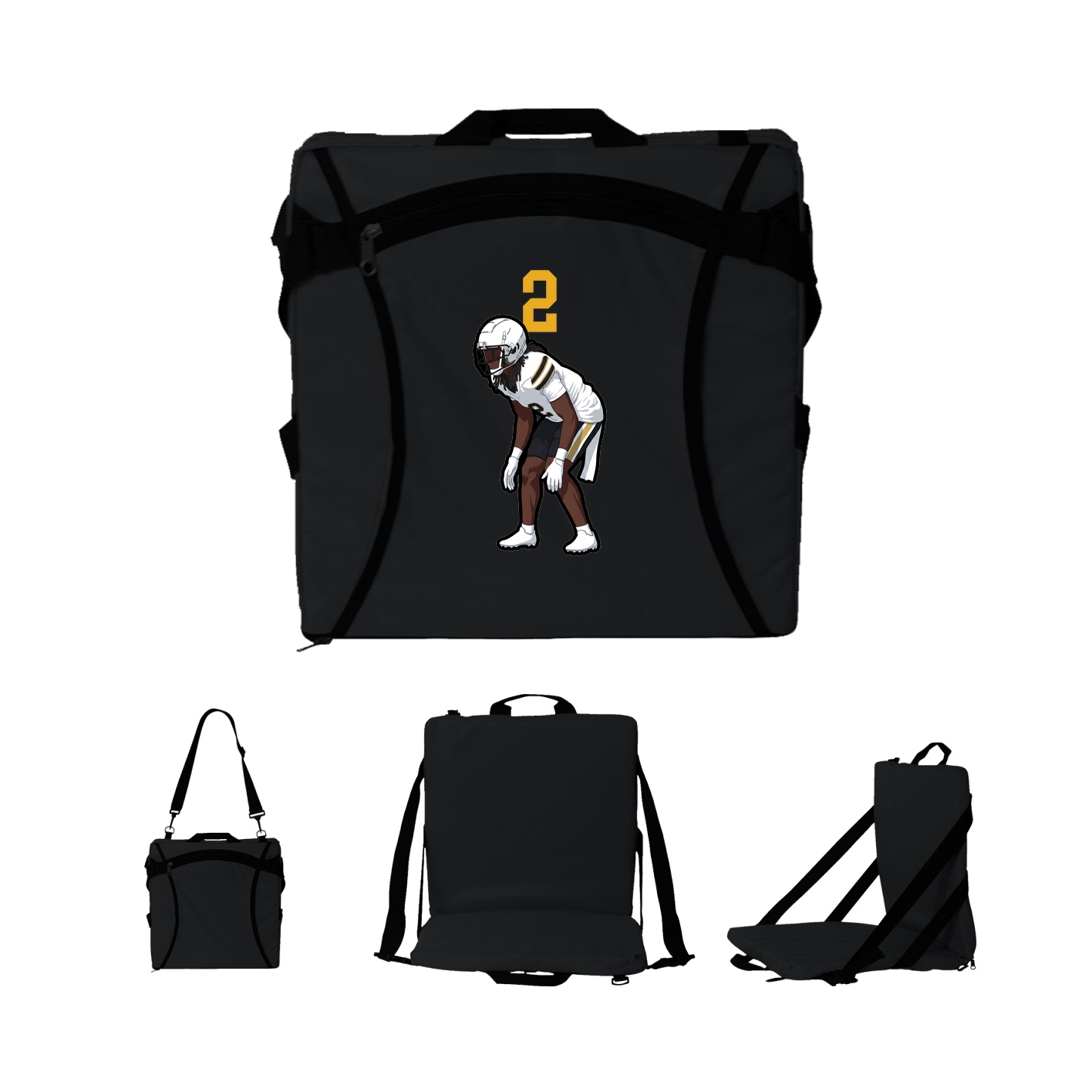 Folding Stadium Seat — Number Top in Black